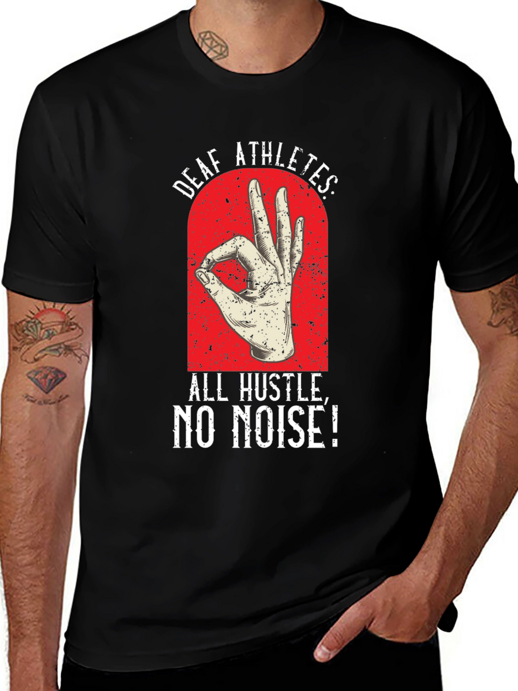 Deaf Athletes T-Shirt - All Hustle No Noise!