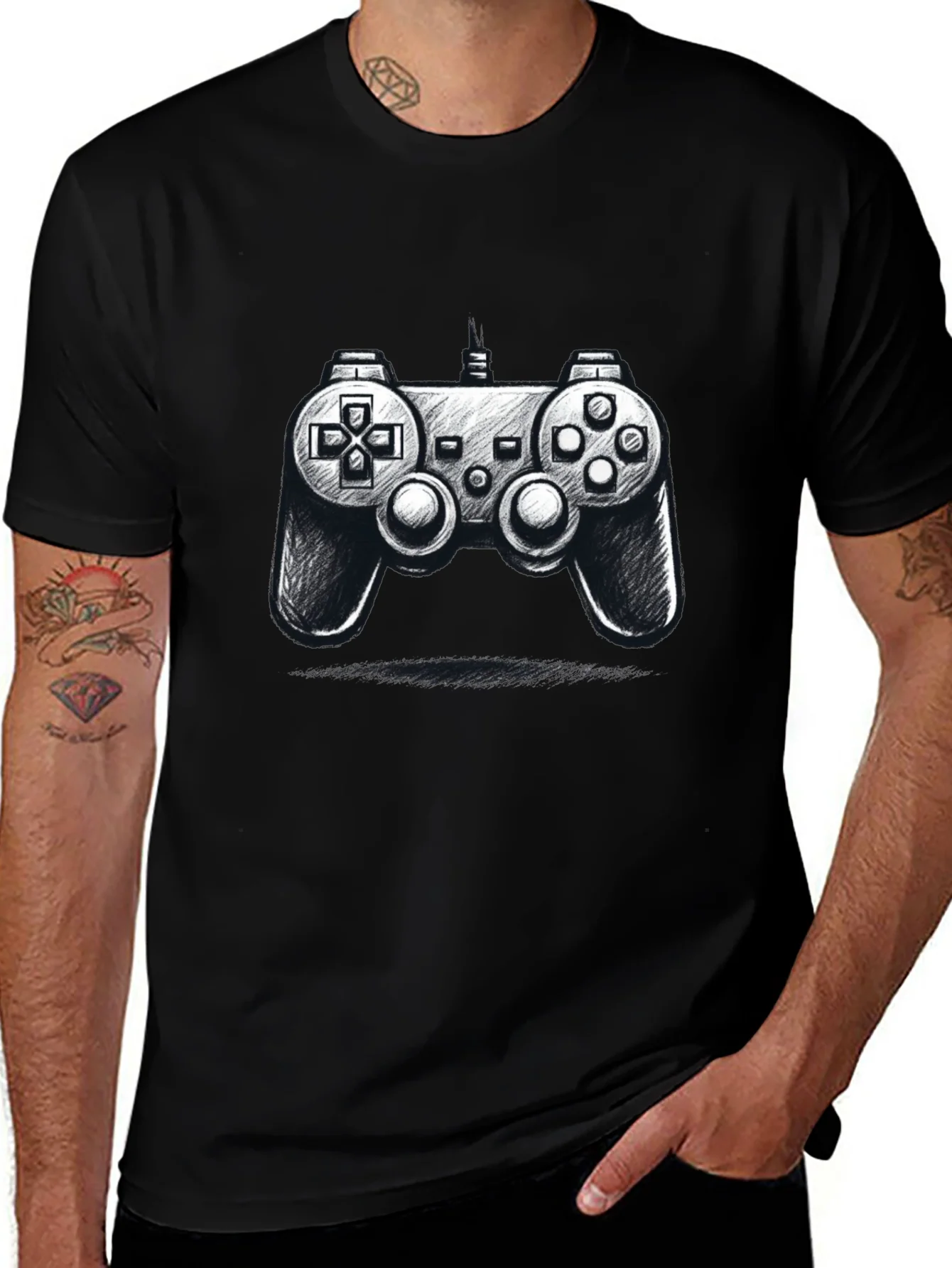 Gamer Style: Black Controller Graphic Tee