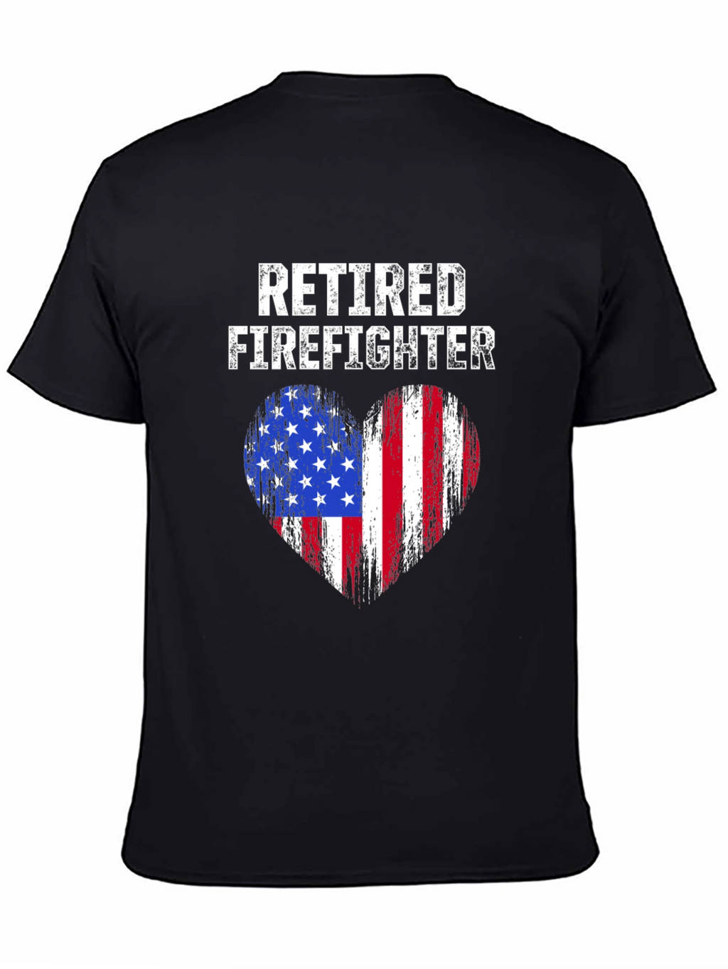 Retired Firefighter American Flag Heart T-Shirt