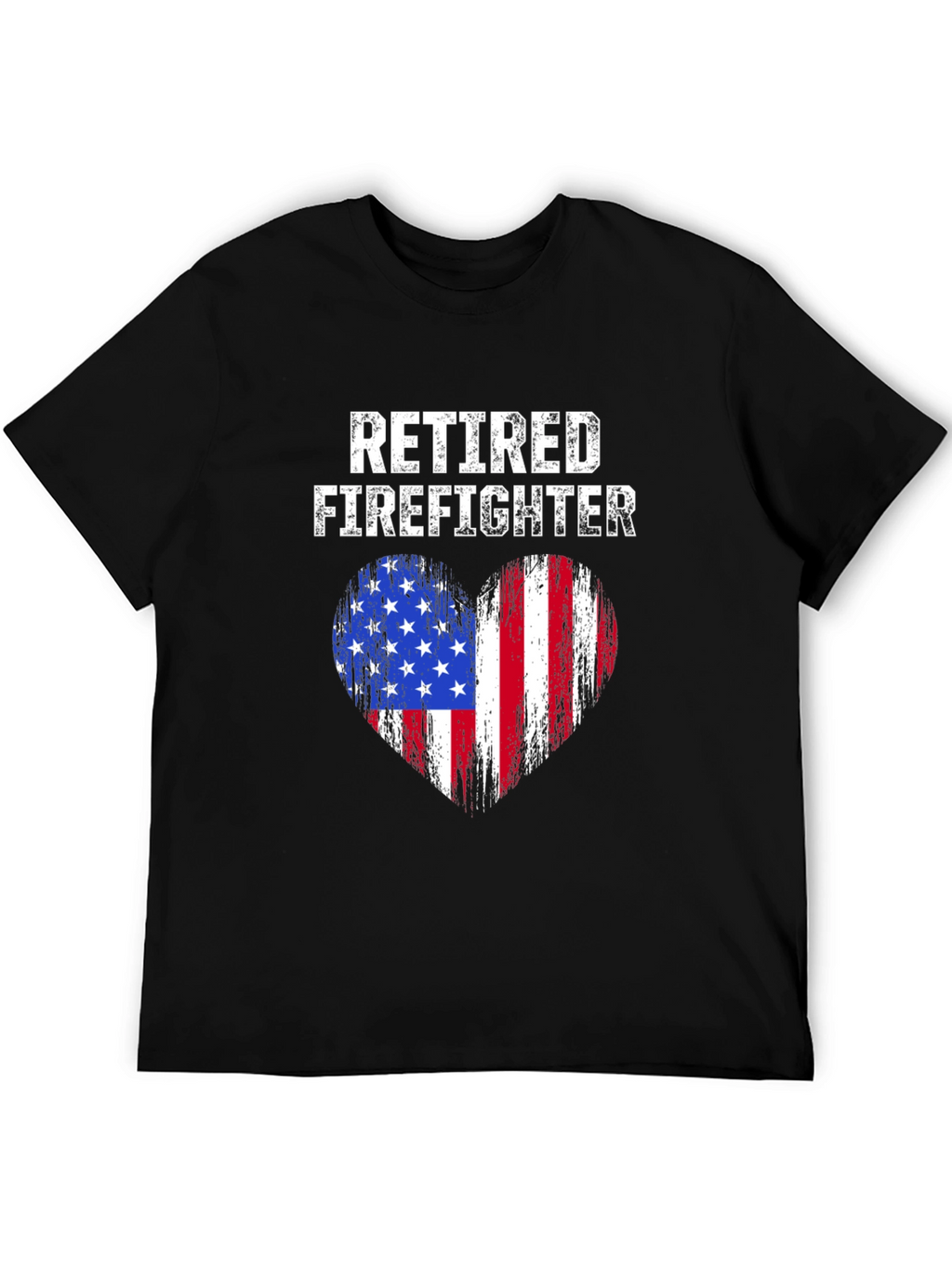 Retired Firefighter American Flag Heart T-Shirt
