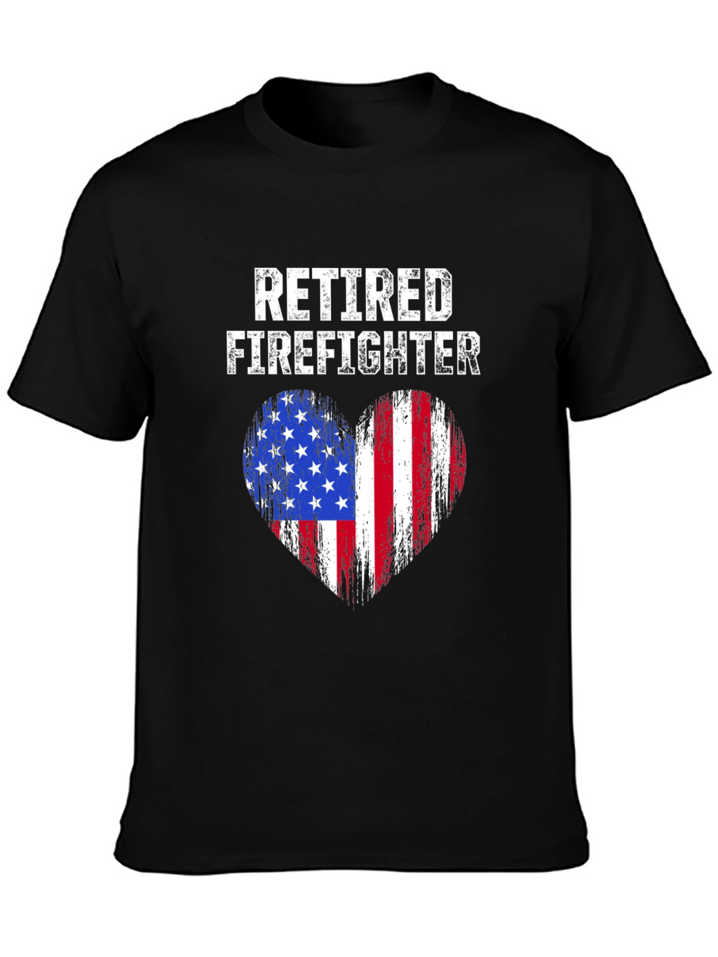 Retired Firefighter American Flag Heart T-Shirt