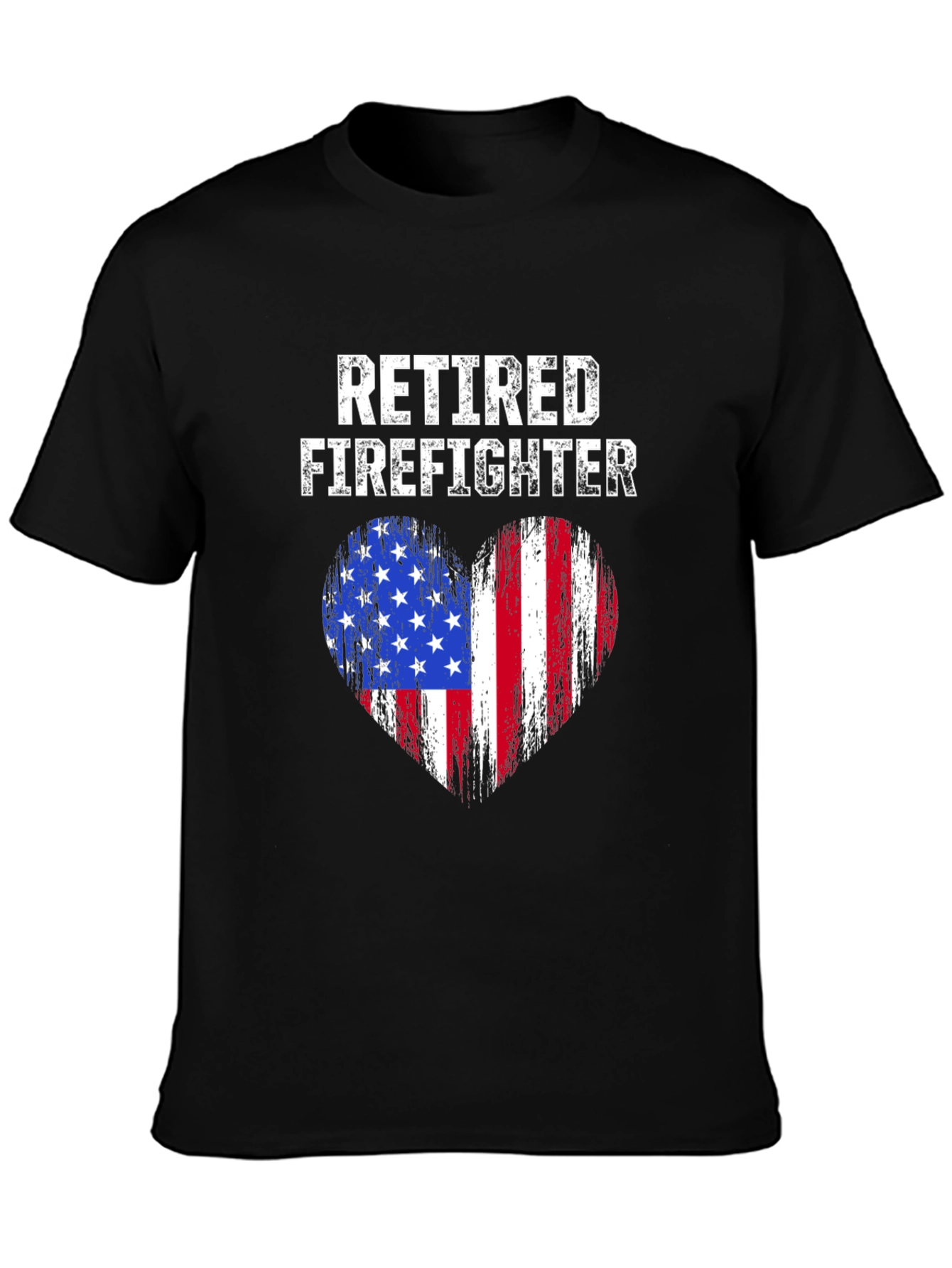 Retired Firefighter American Flag Heart T-Shirt