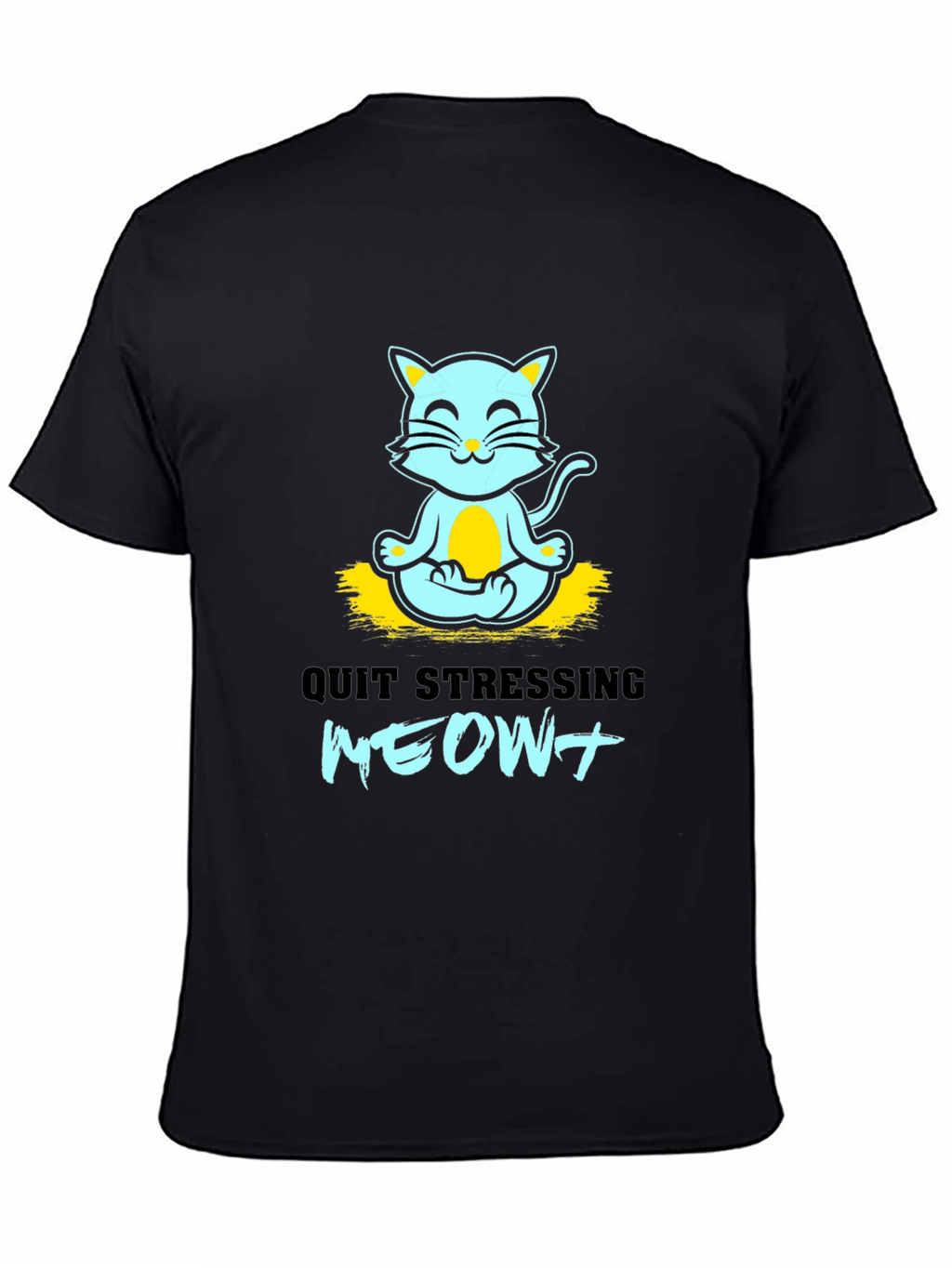 Meditating Cat Graphic Tee - Quit Stressing Meow!