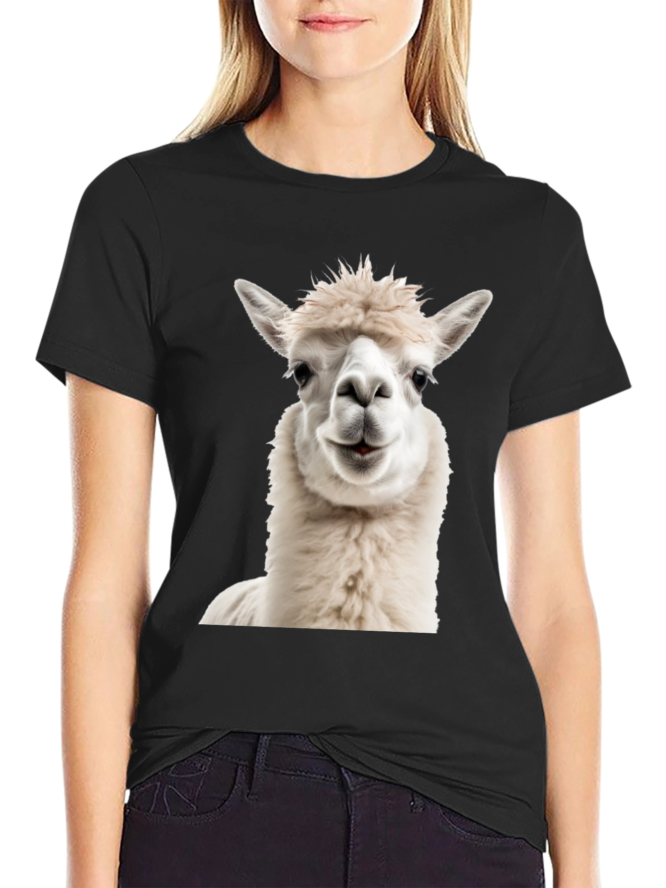 Alpaca Graphic Tee - Soft & Stylish Black T-Shirt