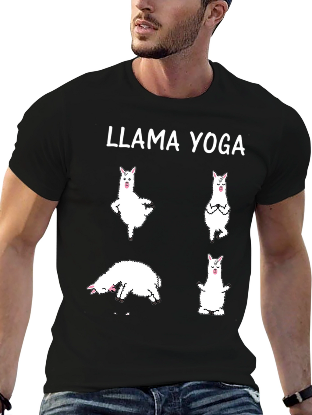 Llama Yoga Black Graphic T-Shirt