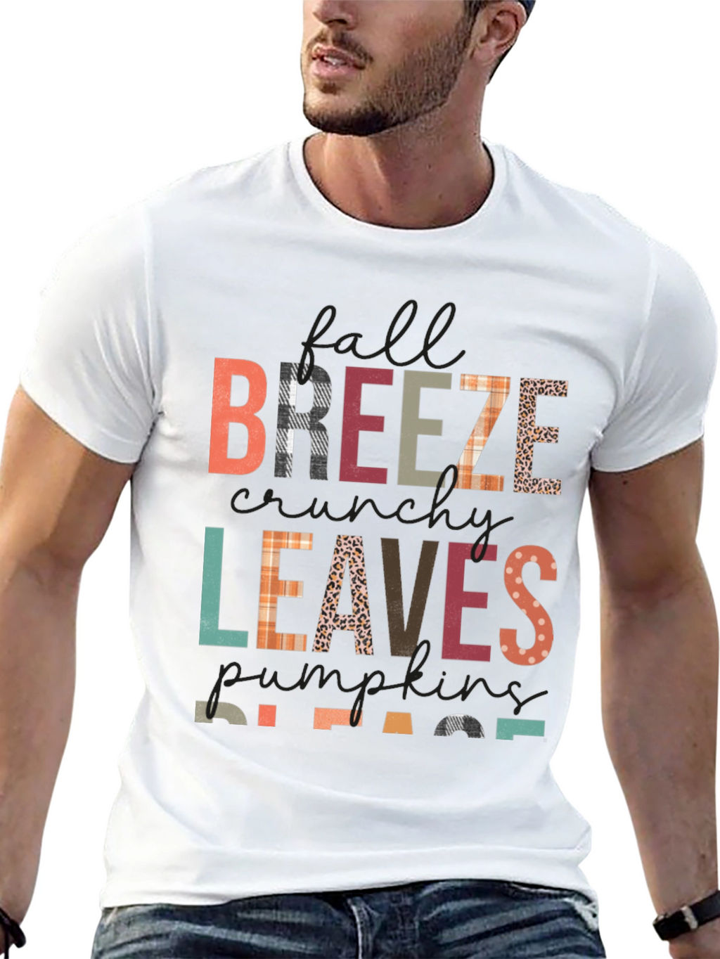 Fall Breeze Leaves Pumpkins Please T-Shirt