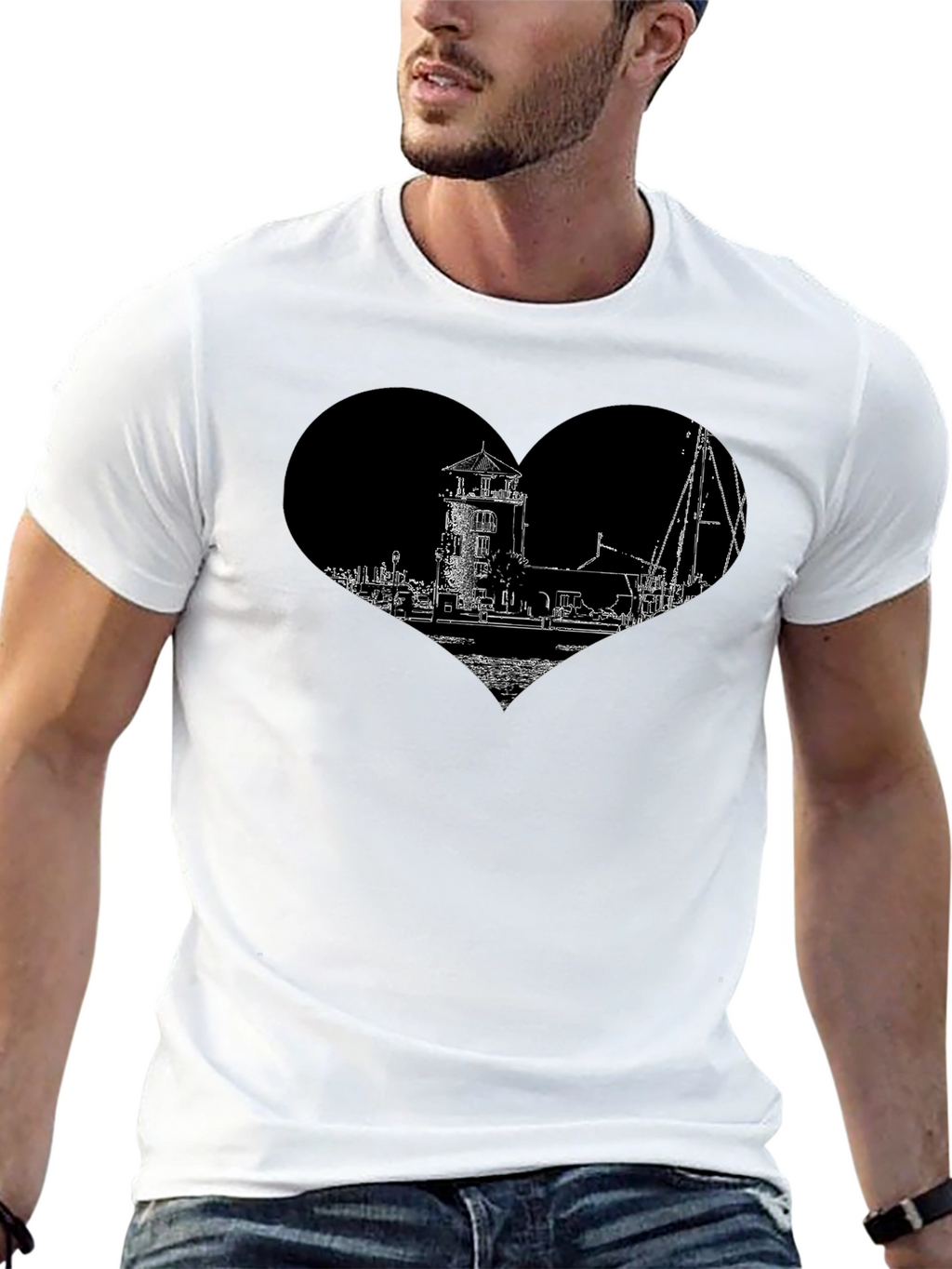 Lighthouse Heart Graphic Tee - Black