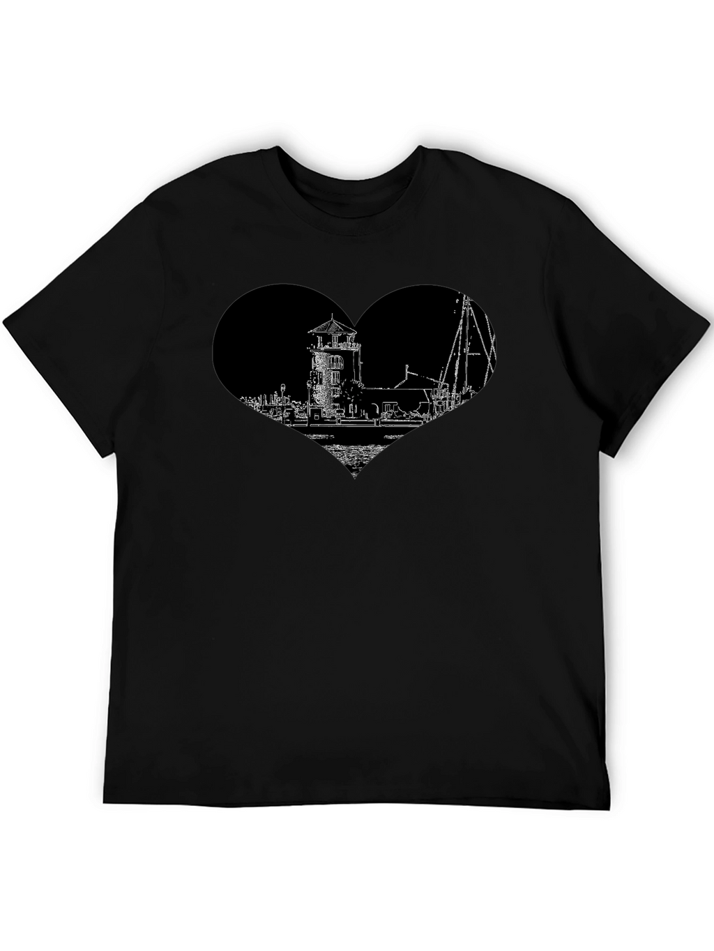 Lighthouse Heart Graphic Tee - Black