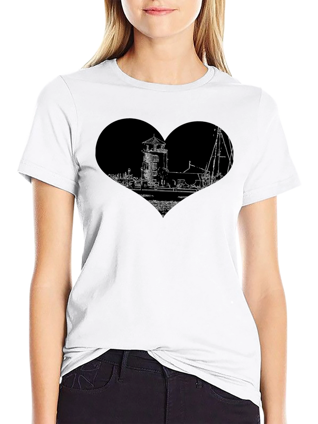 Lighthouse Heart Graphic Tee - Black