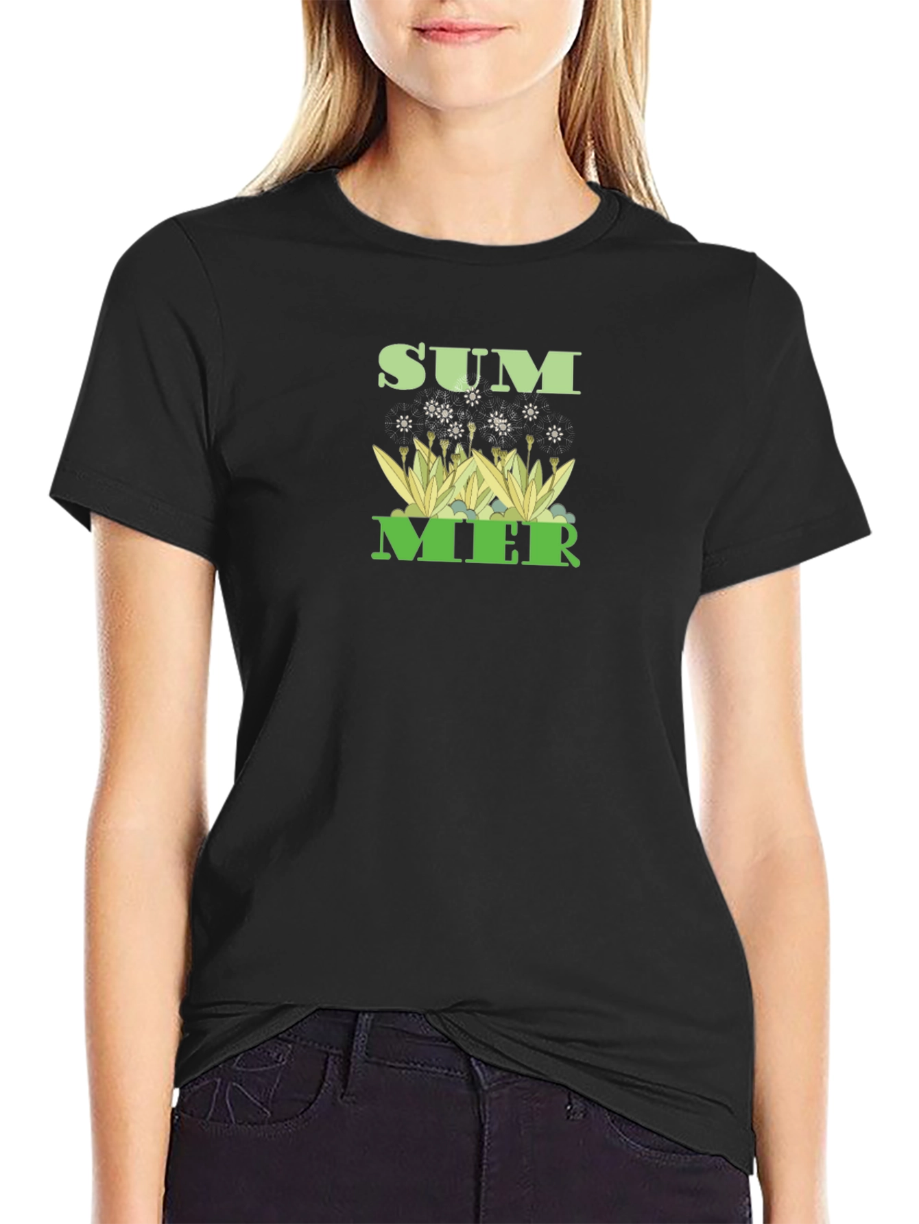 Summer Graphic Tee - Black Cotton T-Shirt