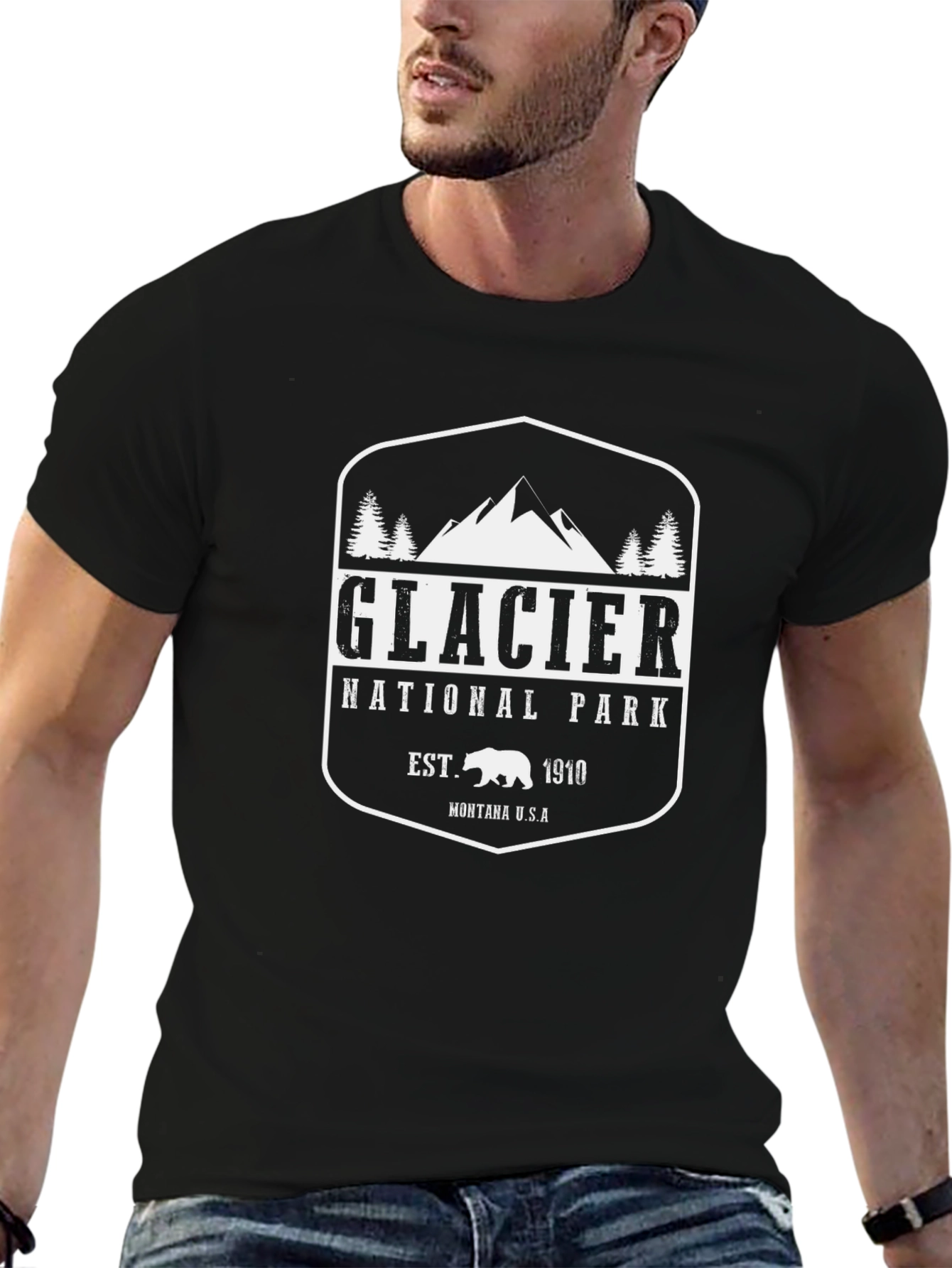 Glacier National Park Black T-Shirt