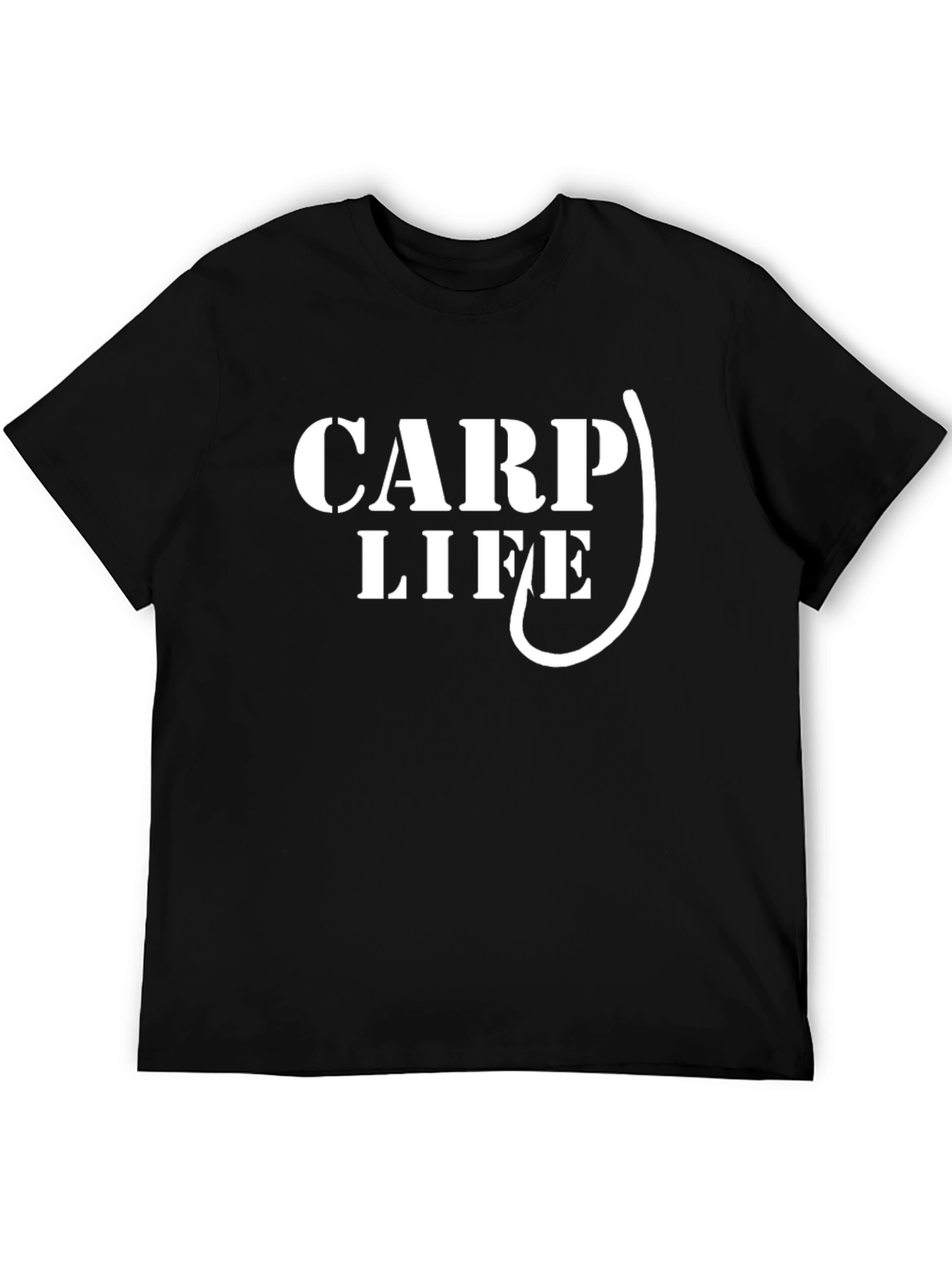 Carp Life Fishing Hook Graphic Tee - Black Cotton Blend T-Shirt