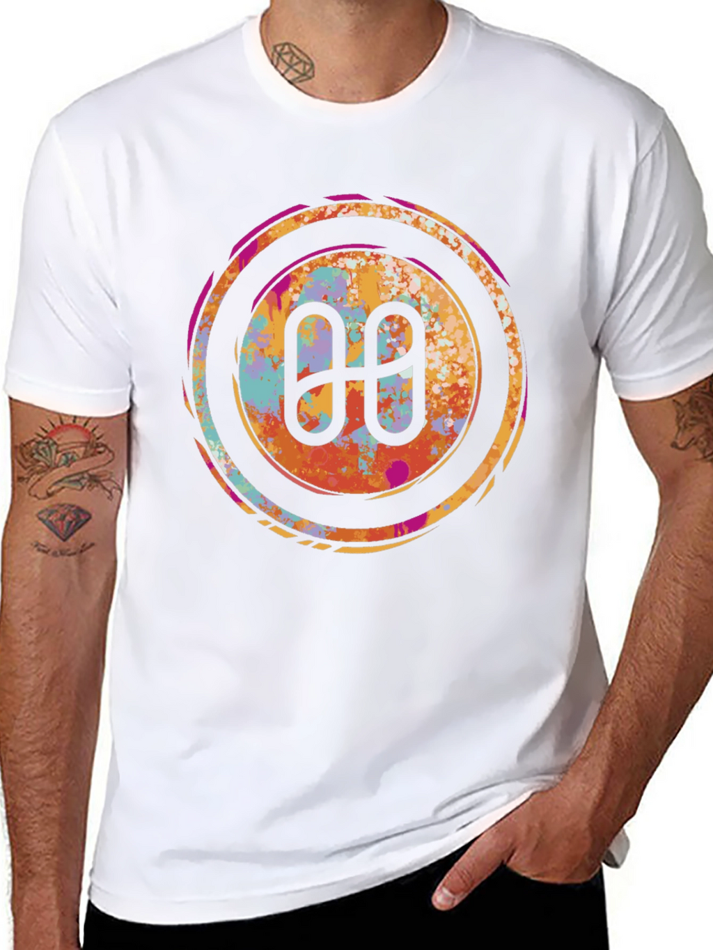 Abstract Circle Logo Graphic Tee - Black