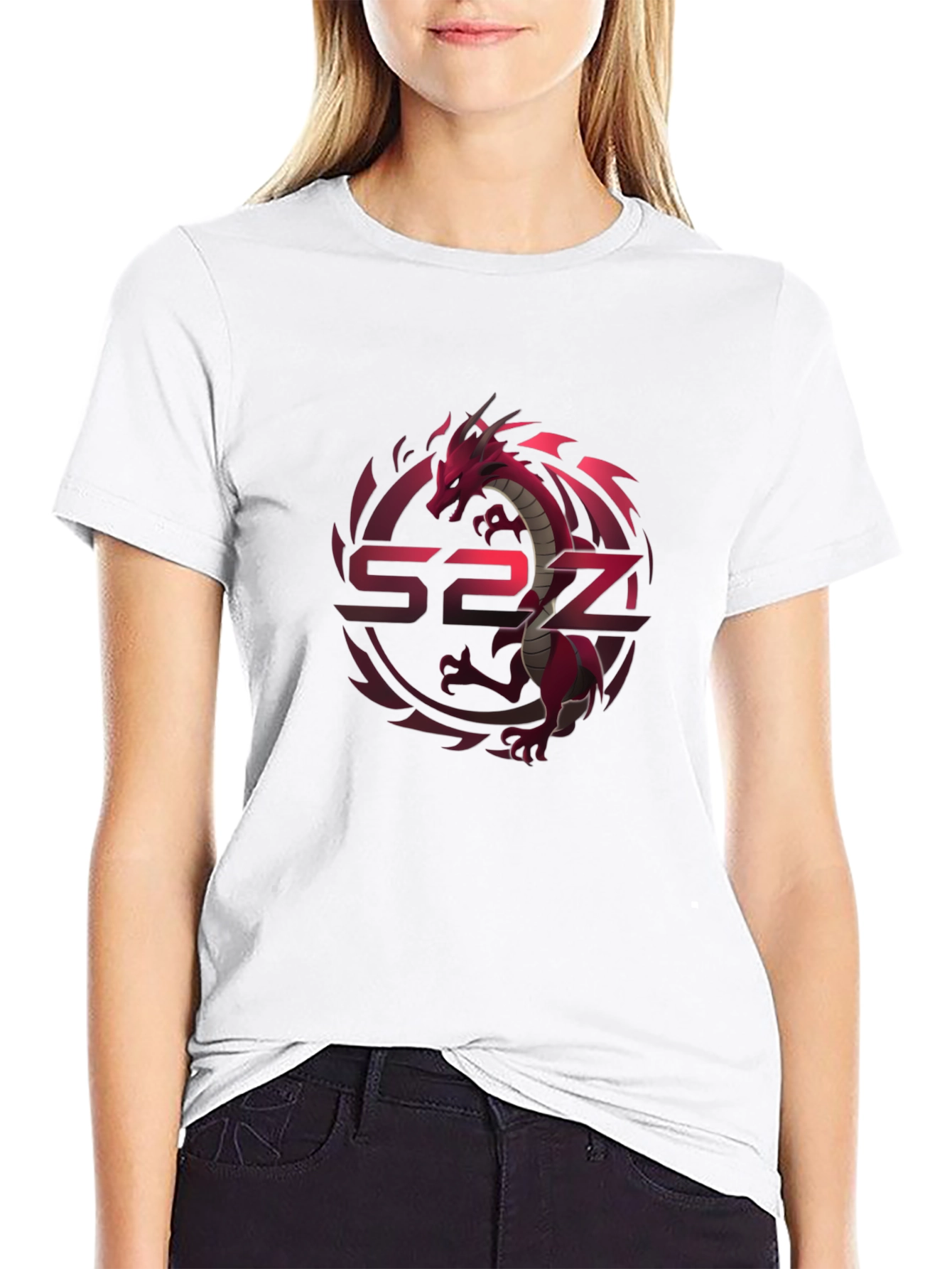 Red Dragon Graphic Print Black T-Shirt