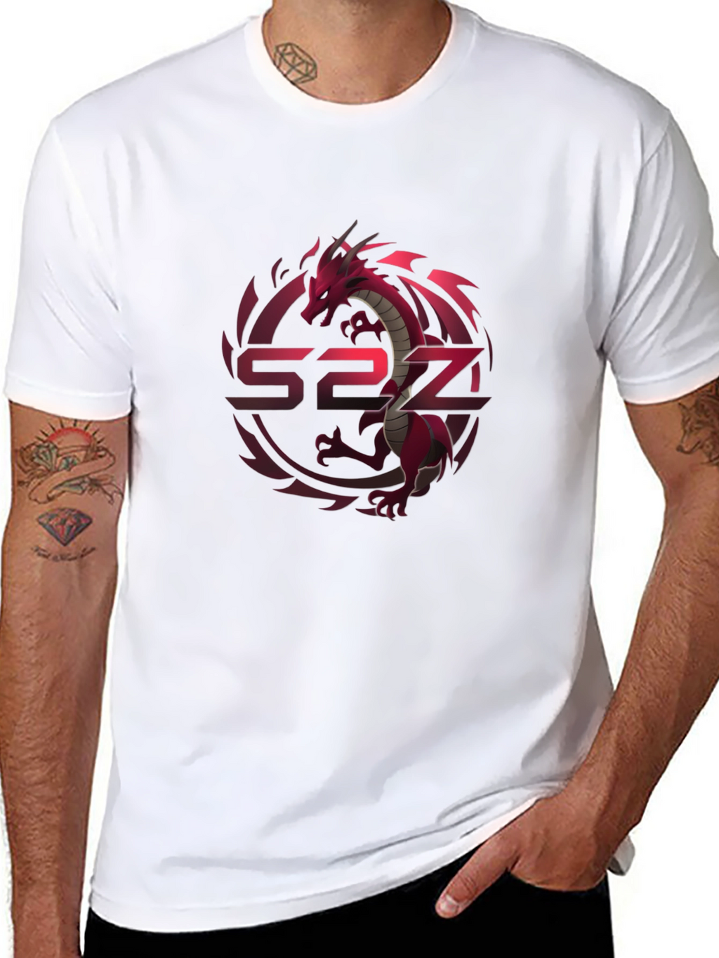 Red Dragon Graphic Print Black T-Shirt