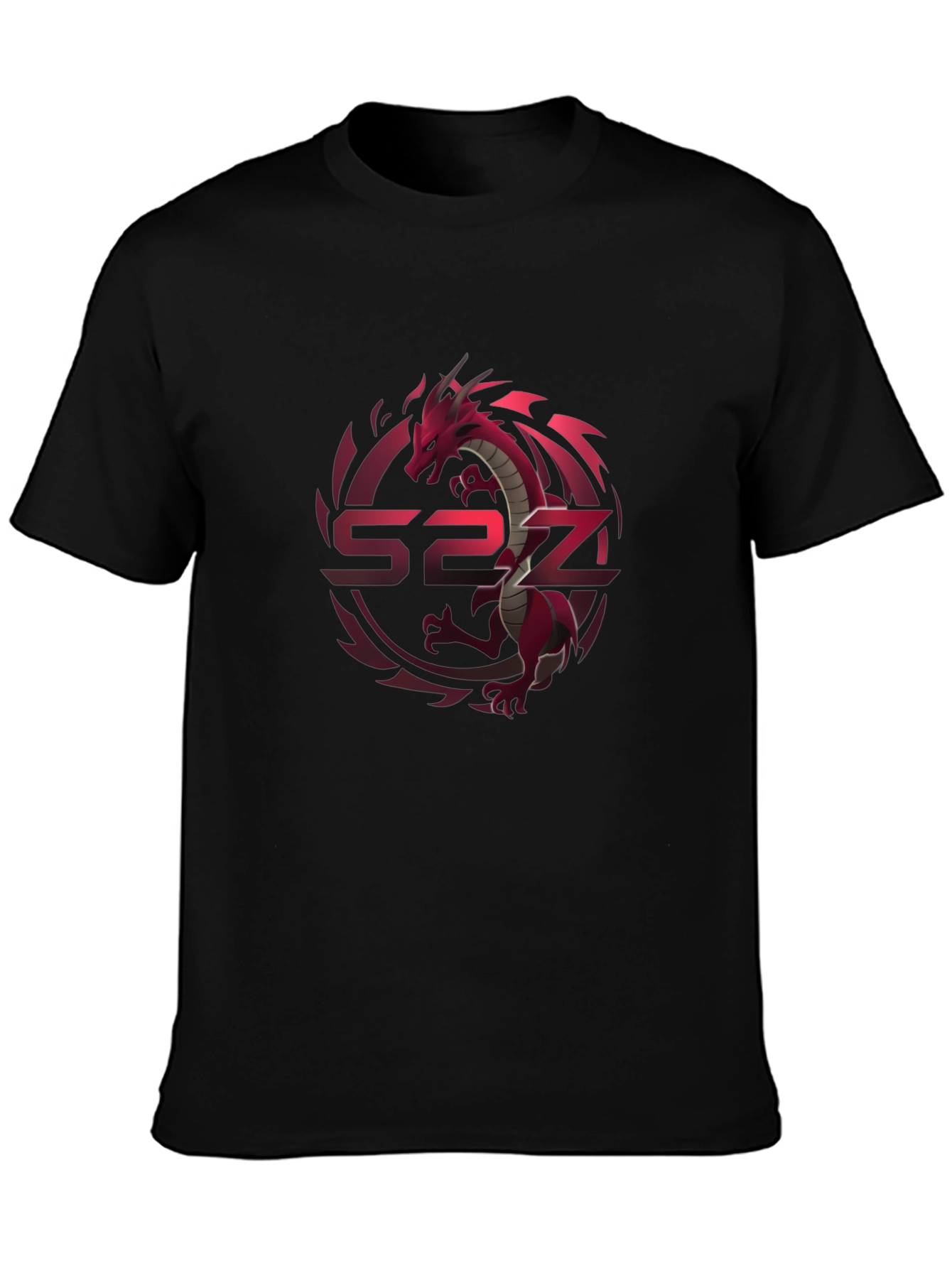 Red Dragon Graphic Print Black T-Shirt