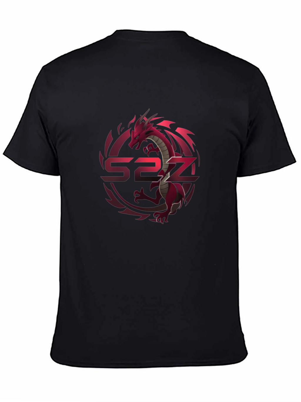 Red Dragon Graphic Print Black T-Shirt