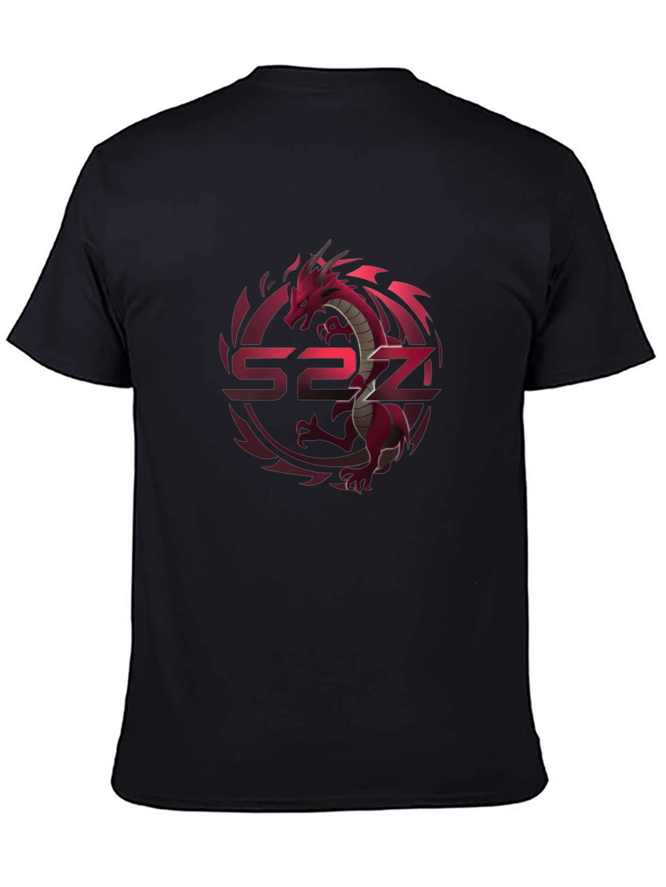 Red Dragon Graphic Print Black T-Shirt