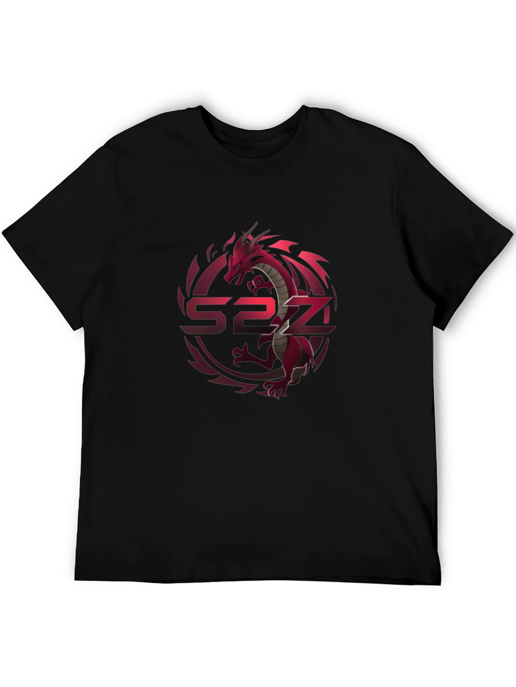 Red Dragon Graphic Print Black T-Shirt