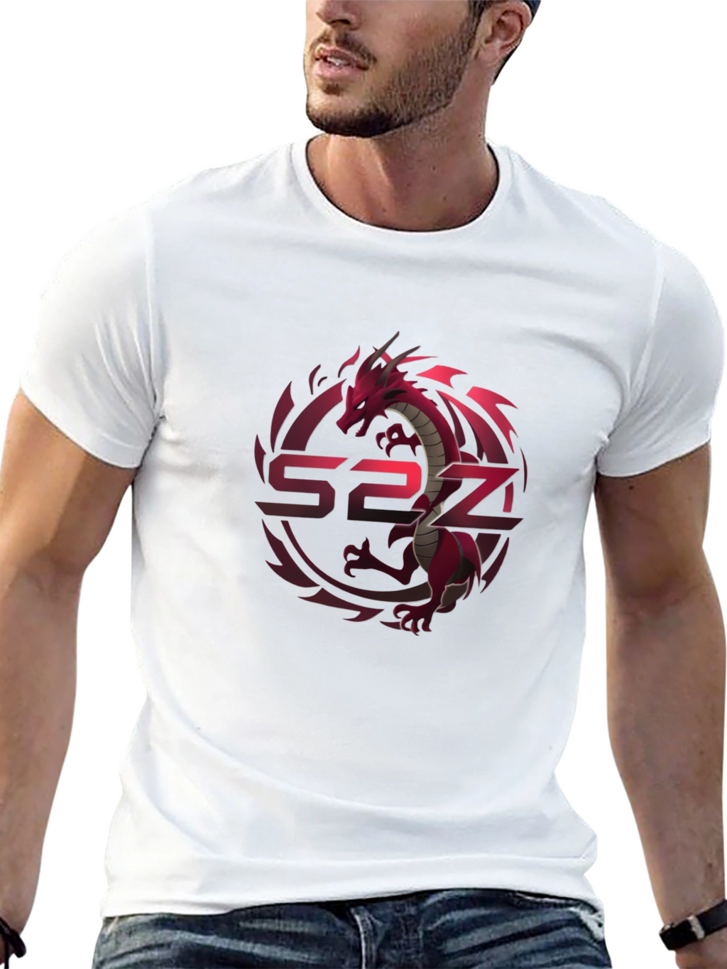 Red Dragon Graphic Print Black T-Shirt