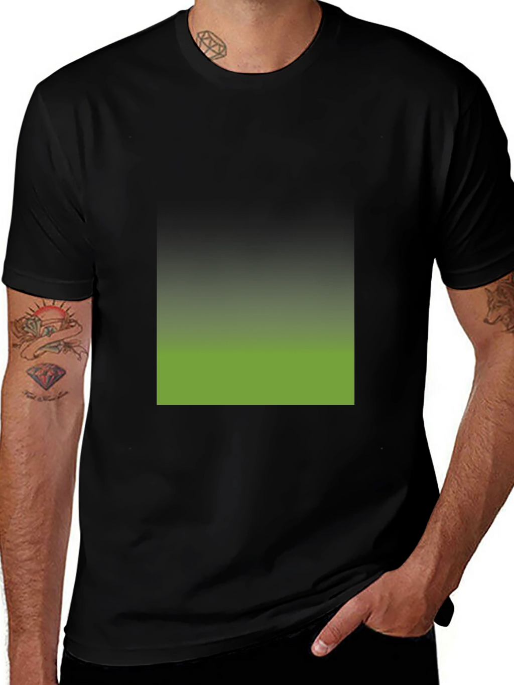 Black T-Shirt with Gradient Square Design