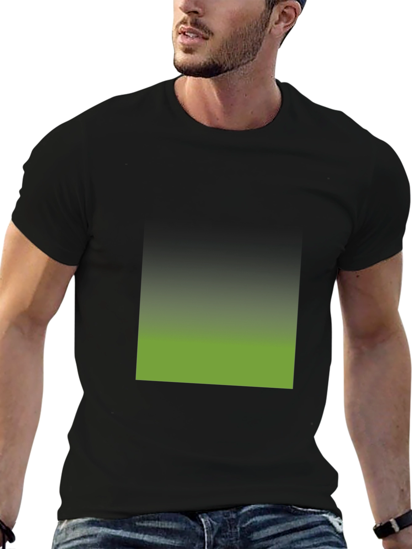 Black T-Shirt with Gradient Square Design