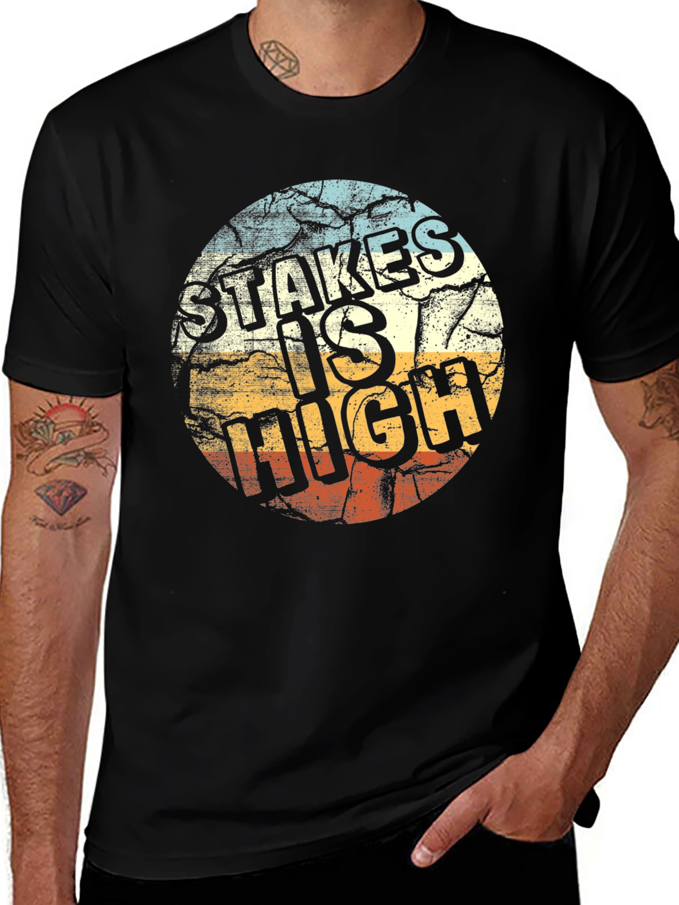 Stakes is High Graphic Tee - Retro Design