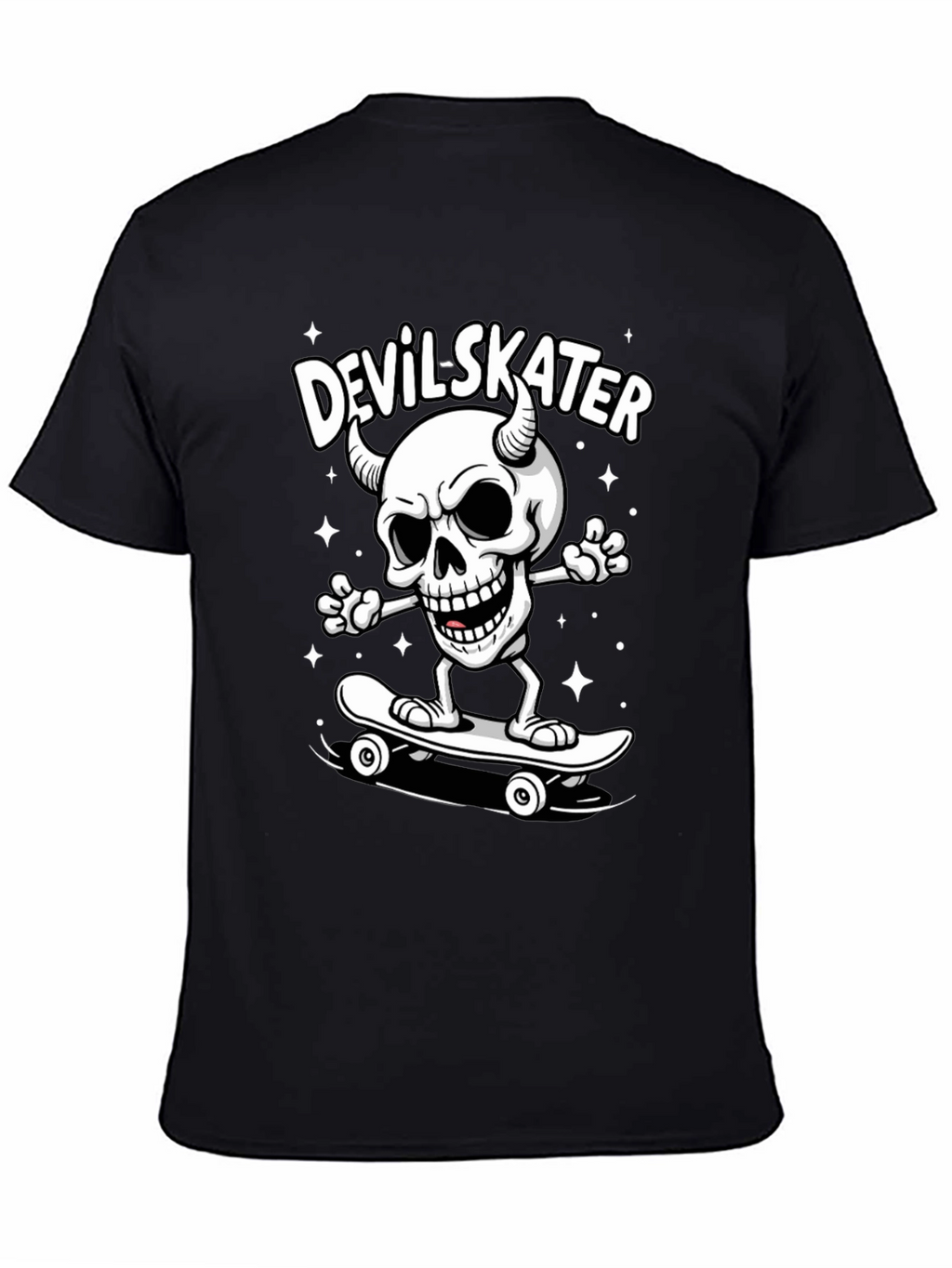 Devil Skater Graphic Tee - Black Cotton T-Shirt