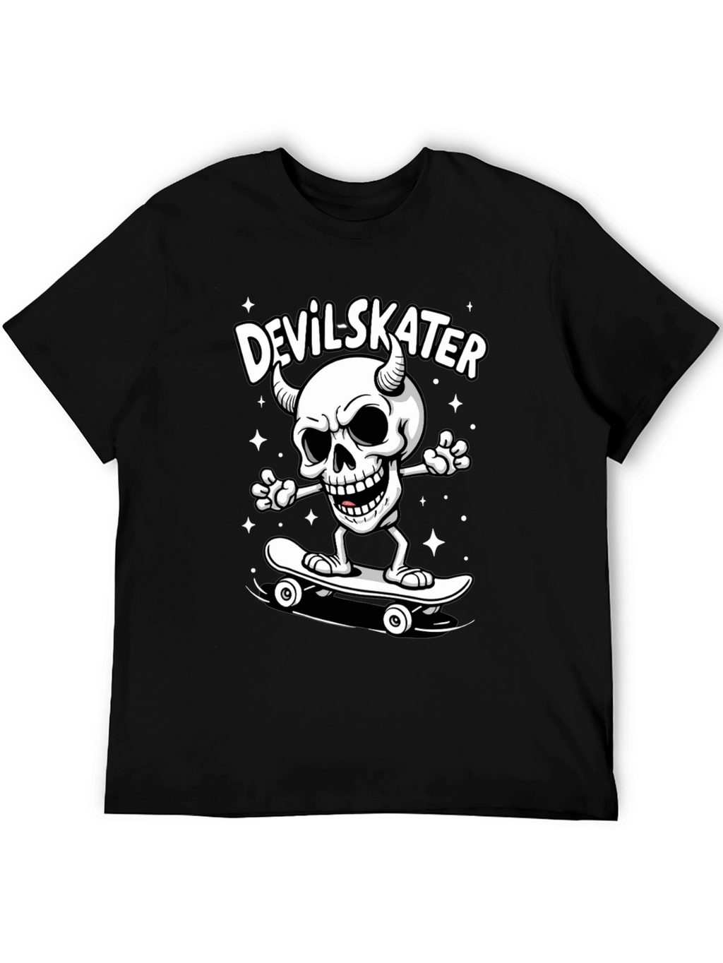 Devil Skater Graphic Tee - Black Cotton T-Shirt
