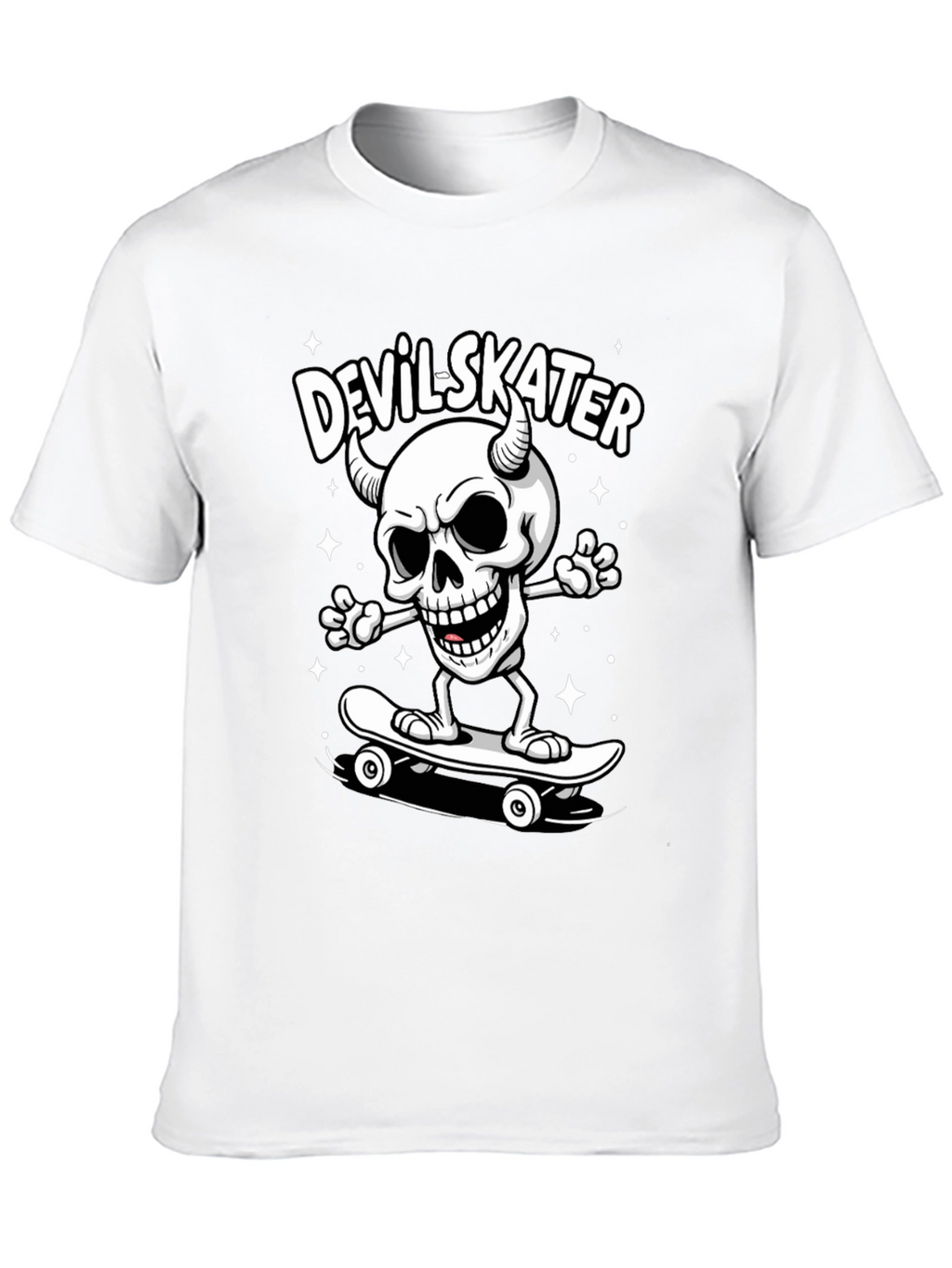 Devil Skater Graphic Tee - Black Cotton T-Shirt