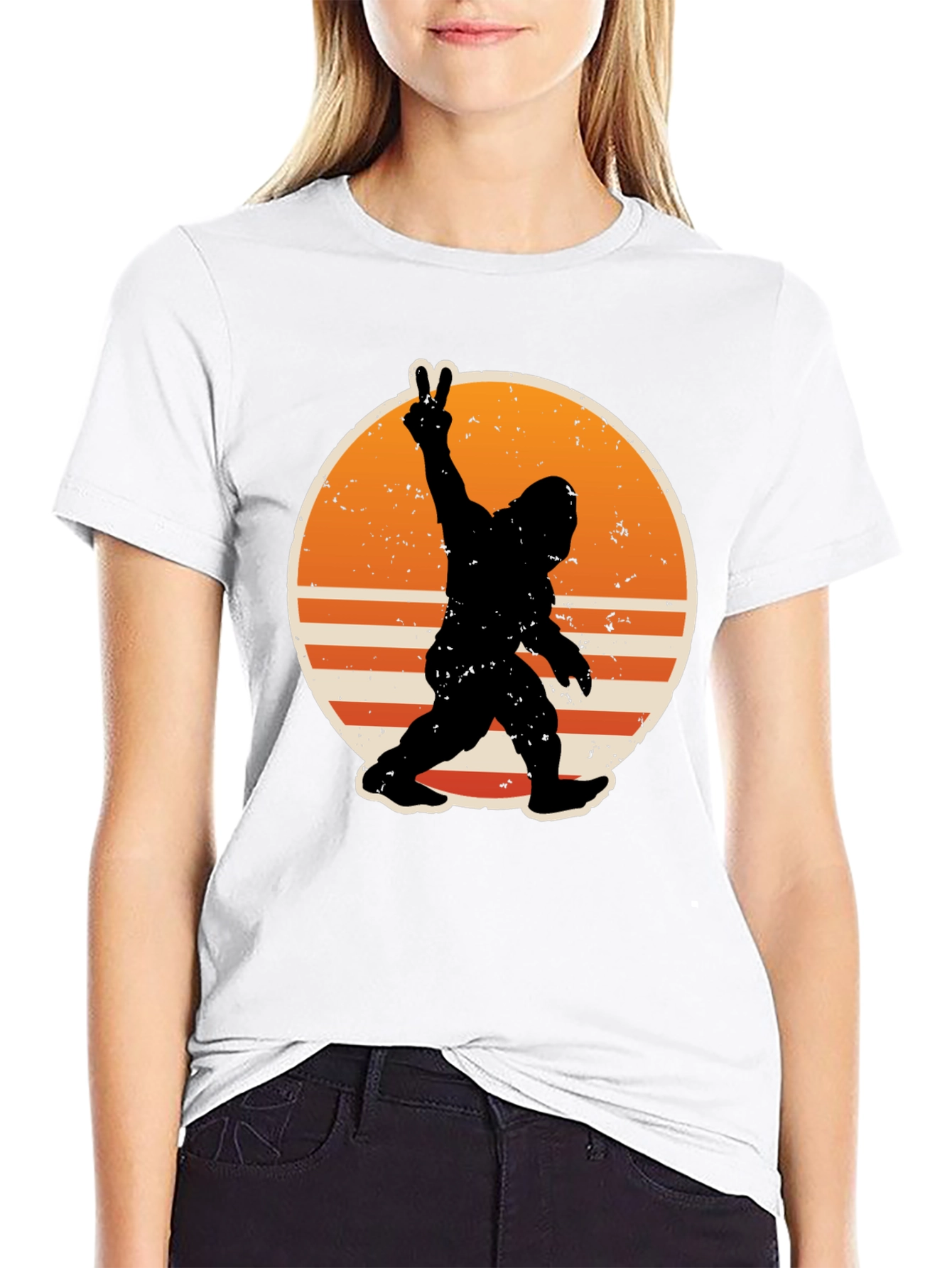 Bigfoot Peace Sign Graphic T-Shirt