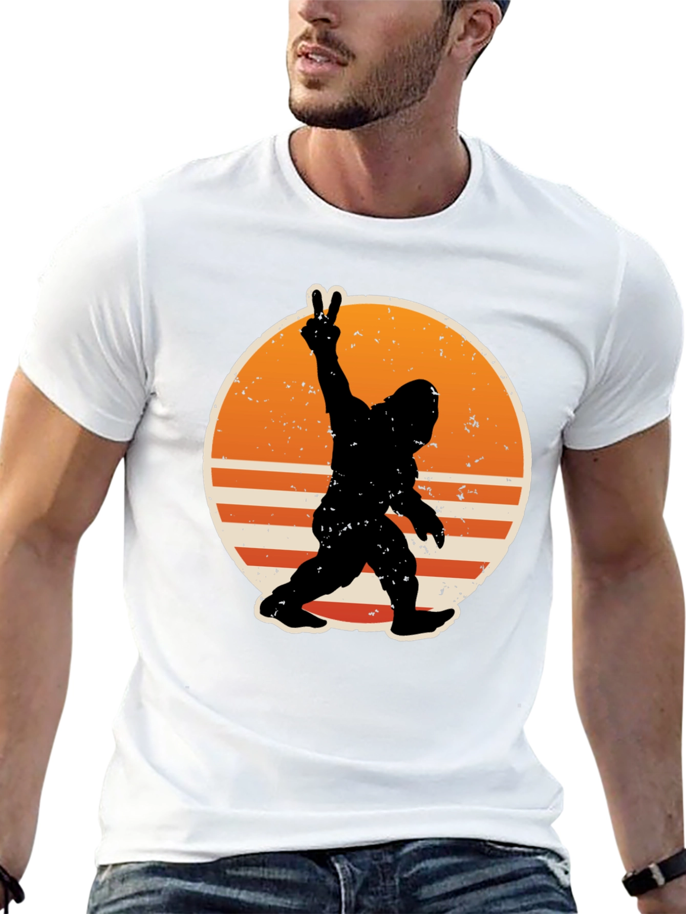 Bigfoot Peace Sign Graphic T-Shirt