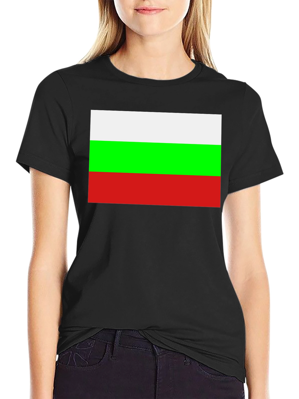 Bulgaria Flag Graphic Tee - Black Cotton T-Shirt