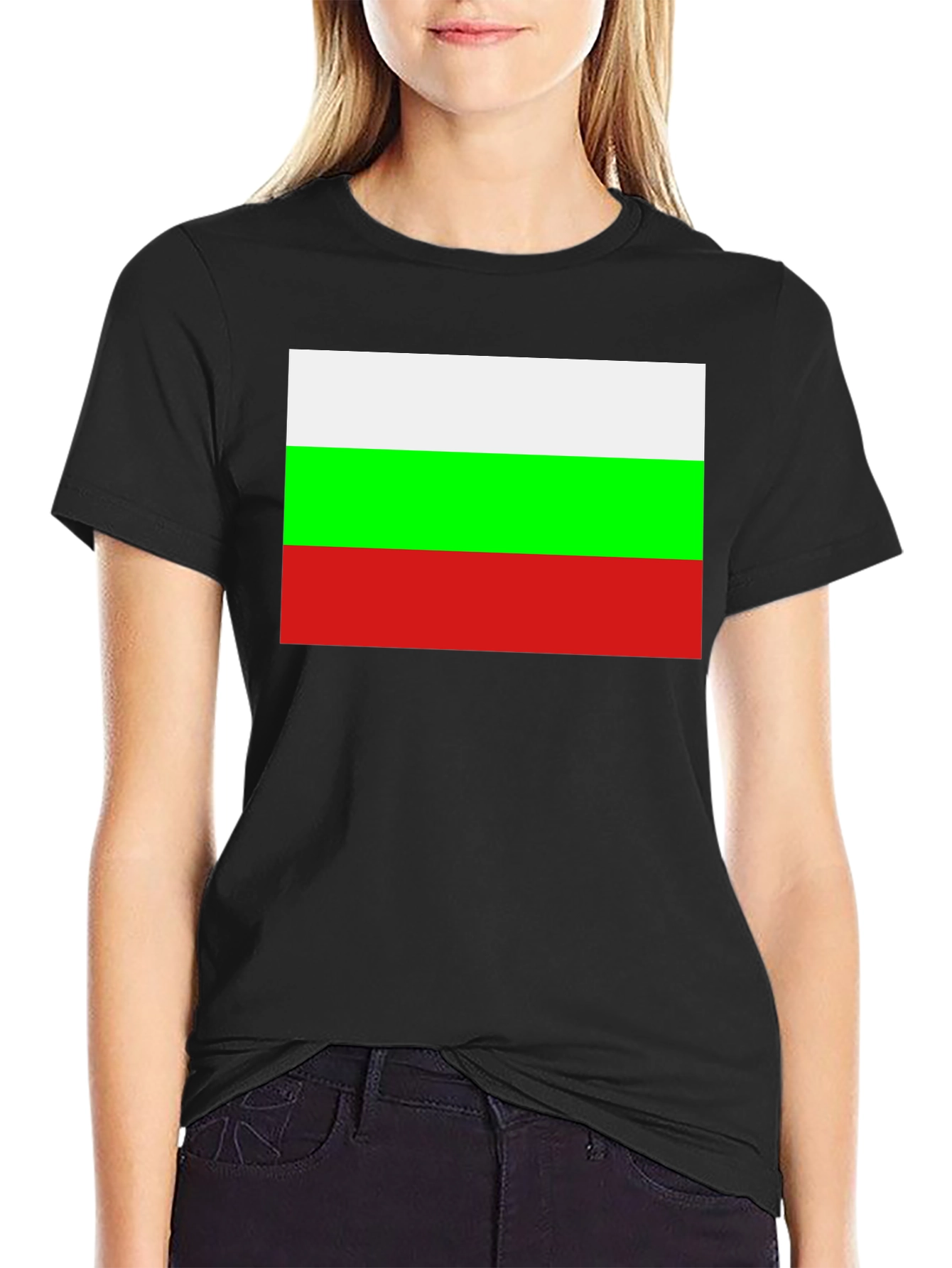 Bulgaria Flag Graphic Tee - Black Cotton T-Shirt