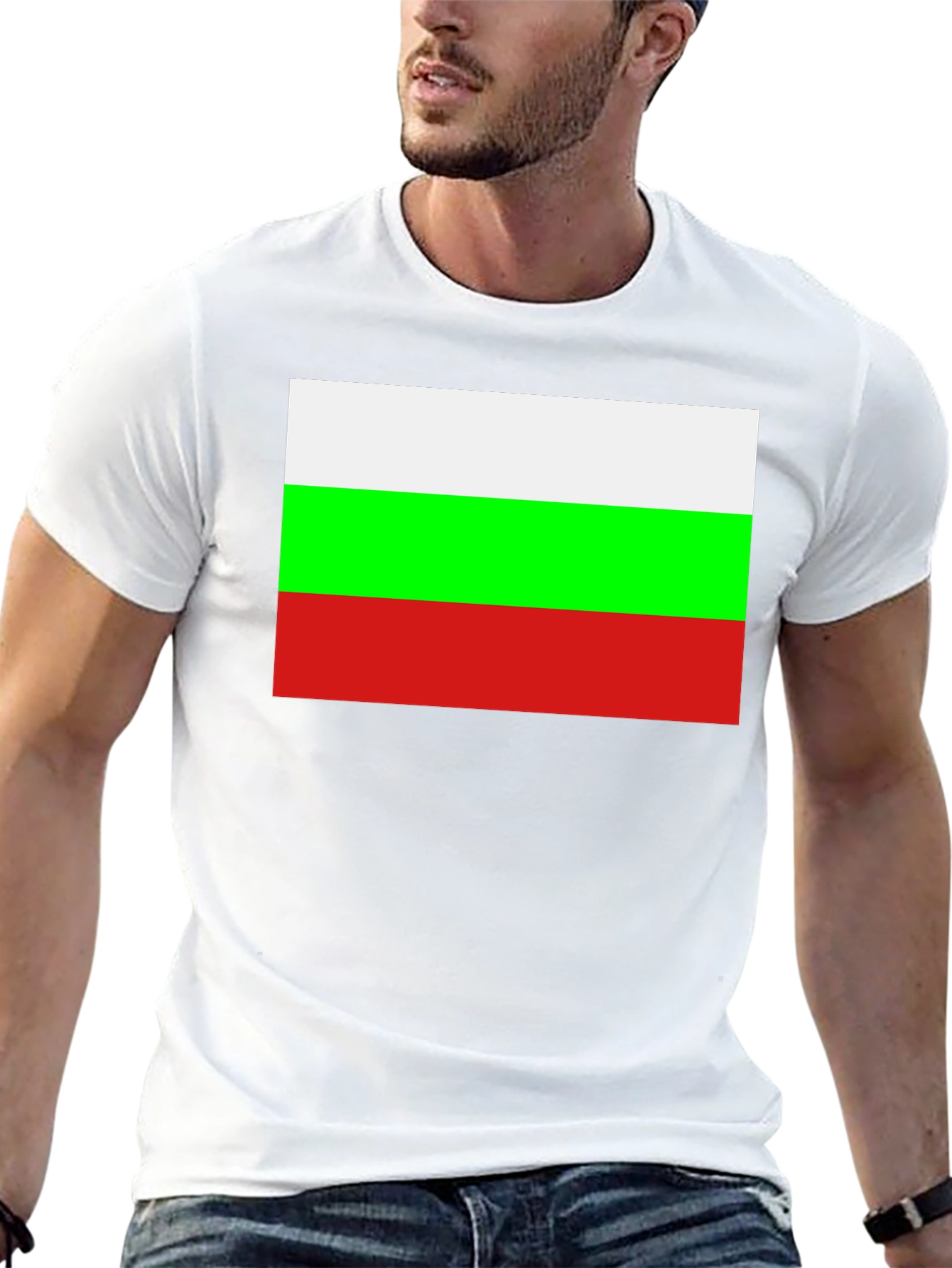 Bulgaria Flag Graphic Tee - Black Cotton T-Shirt