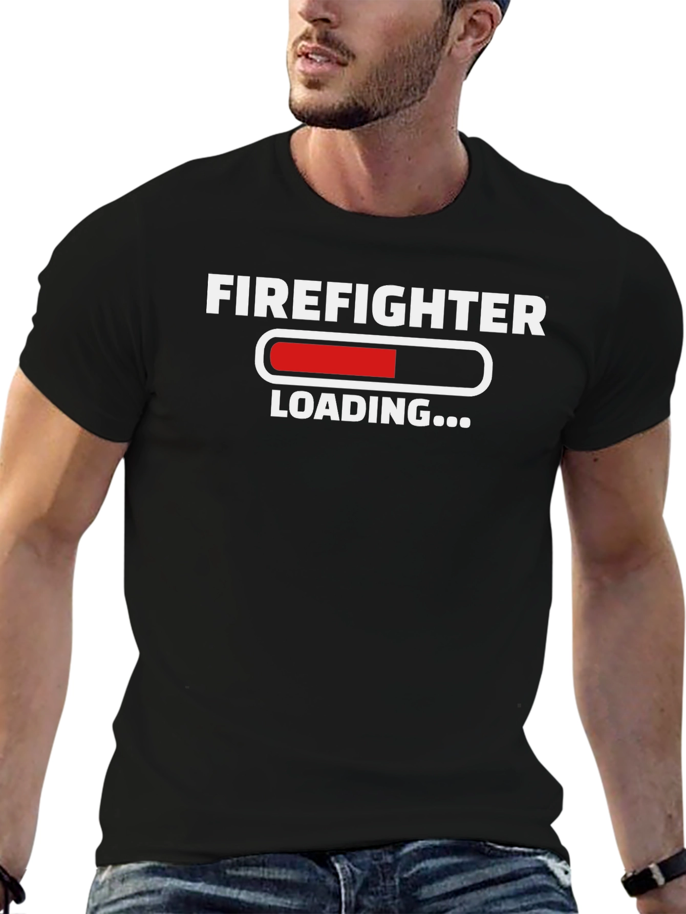 Firefighter Loading T-Shirt - Black Cotton Tee