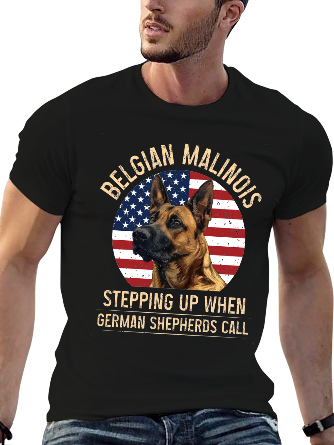 Belgian Malinois Patriotic Dog T-Shirt
