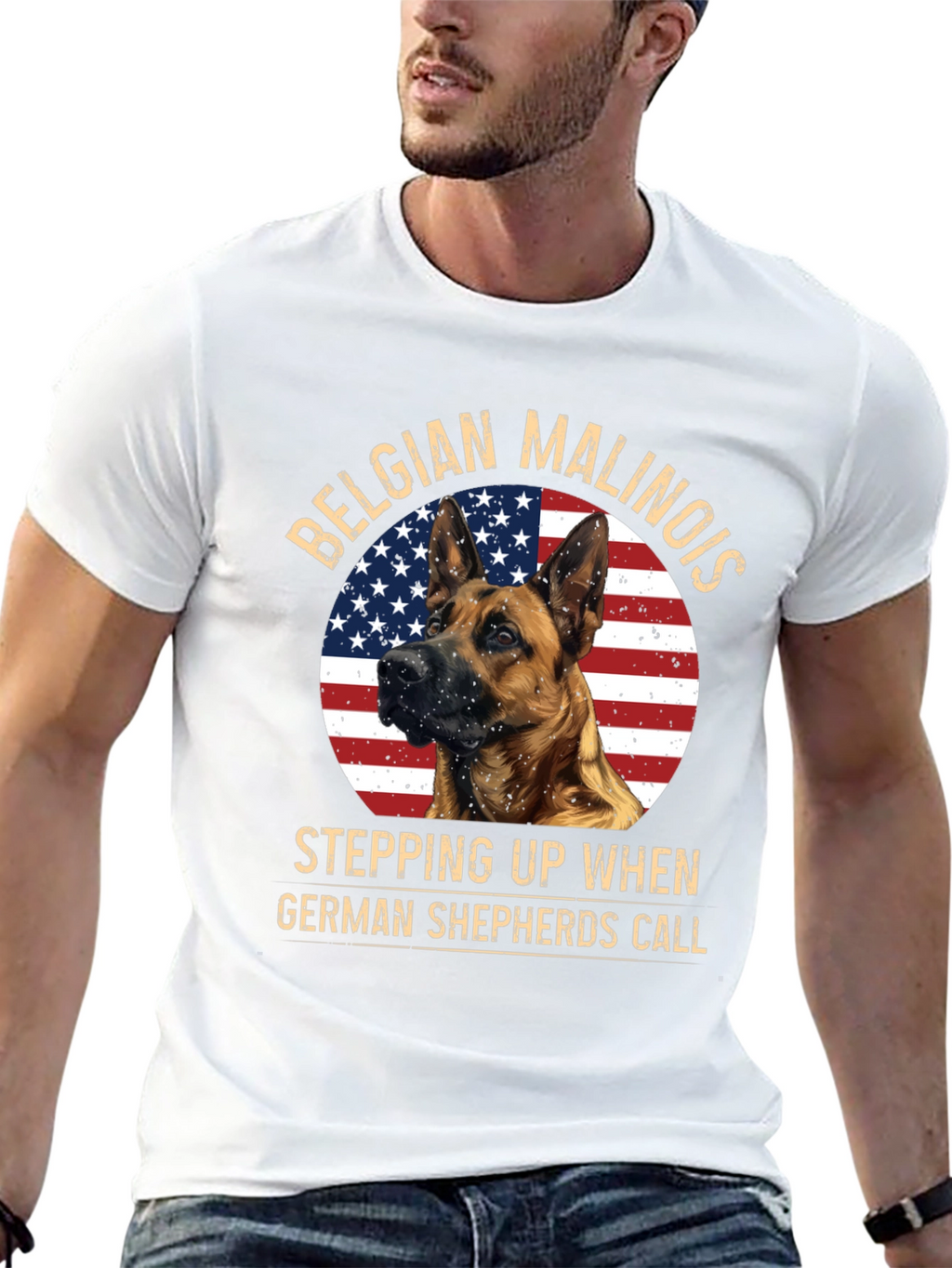 Belgian Malinois Patriotic Dog T-Shirt