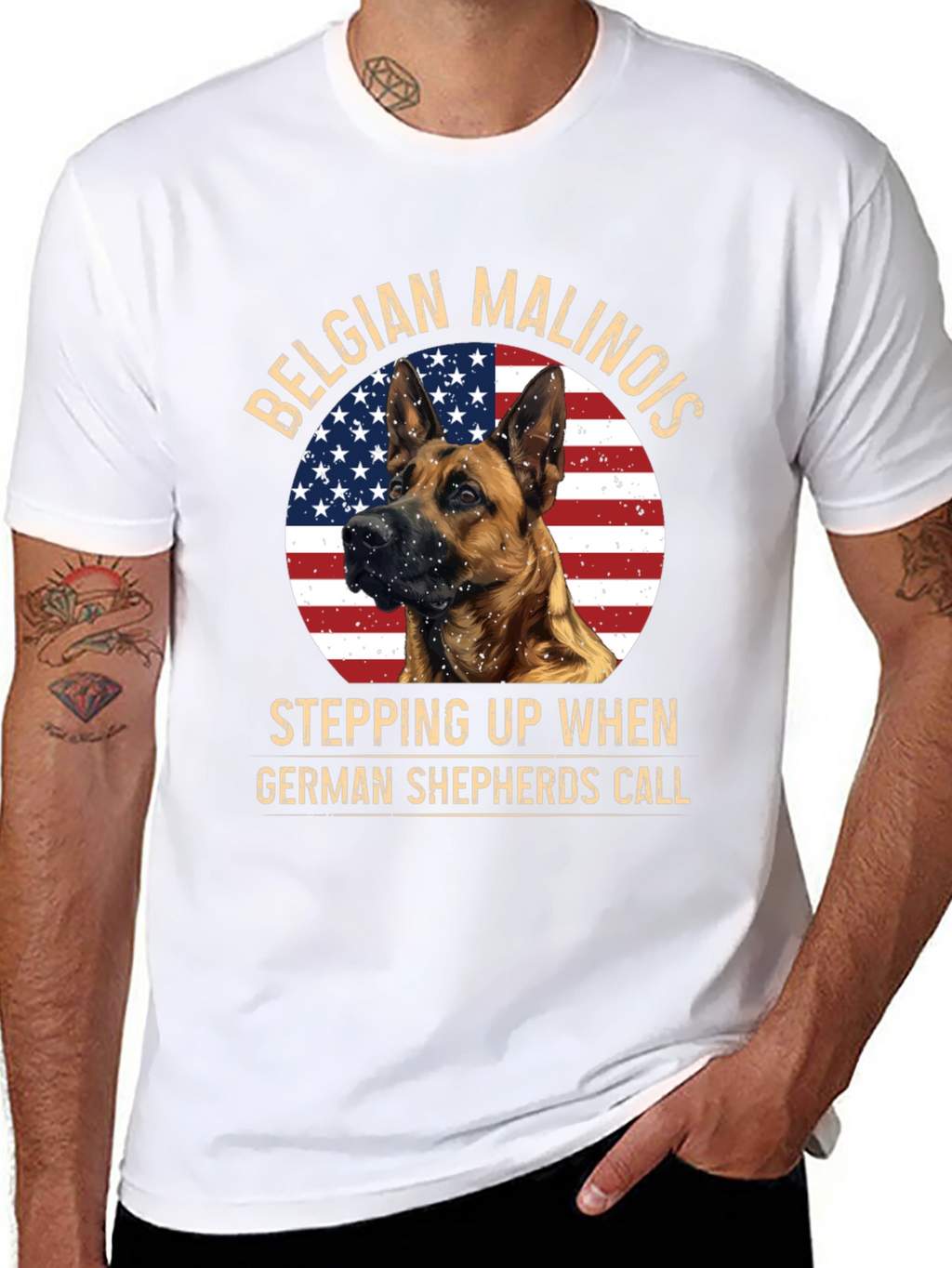 Belgian Malinois Patriotic Dog T-Shirt