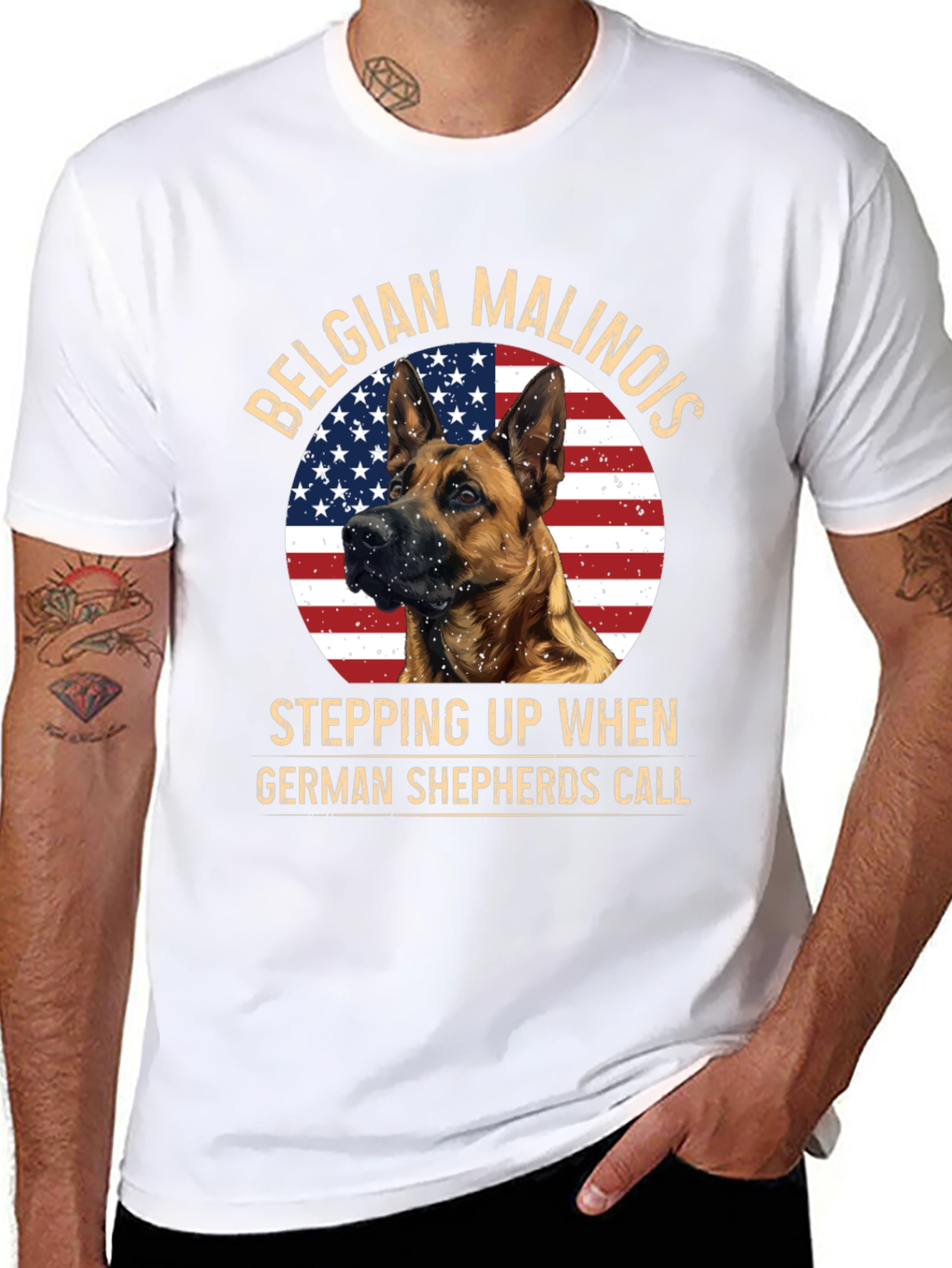 Belgian Malinois Patriotic Dog T-Shirt
