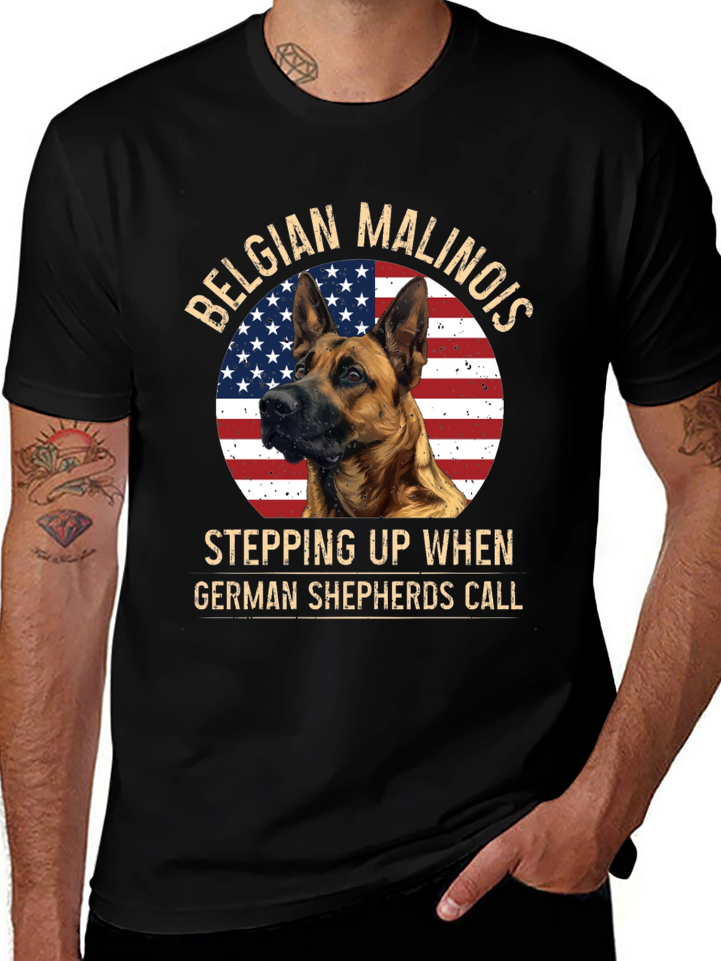 Belgian Malinois Patriotic Dog T-Shirt
