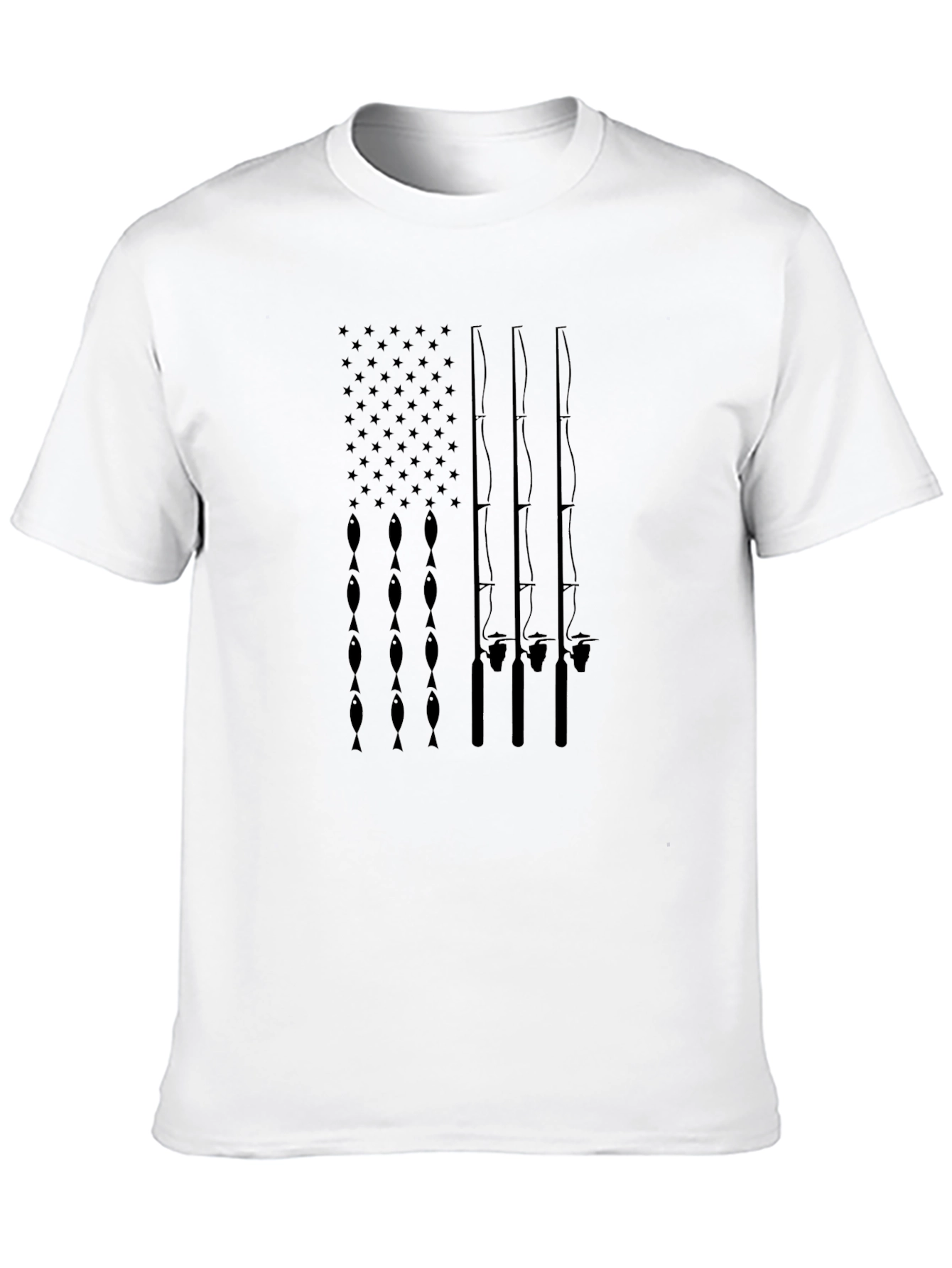 Fishing Rod American Flag Graphic T-Shirt