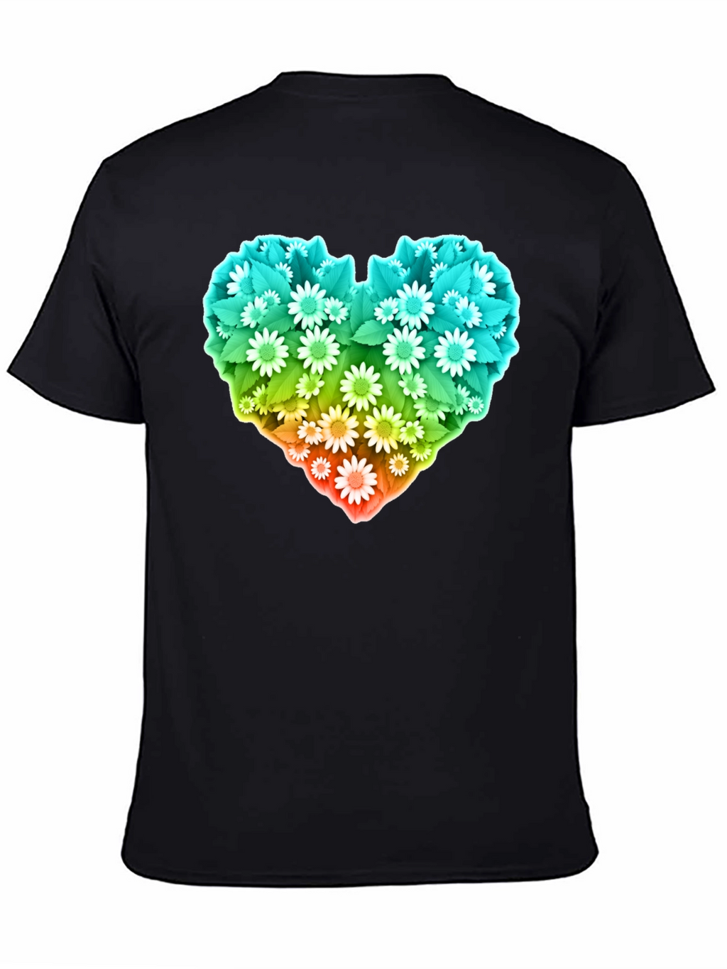 Floral Heart Graphic T-Shirt - Black