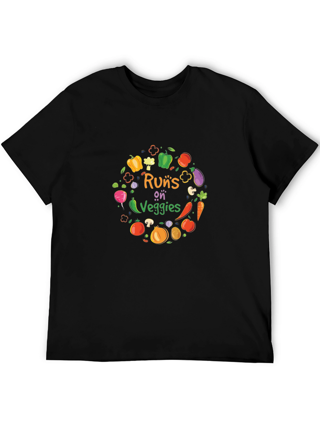 Runs on Veggies Graphic T-Shirt - Black