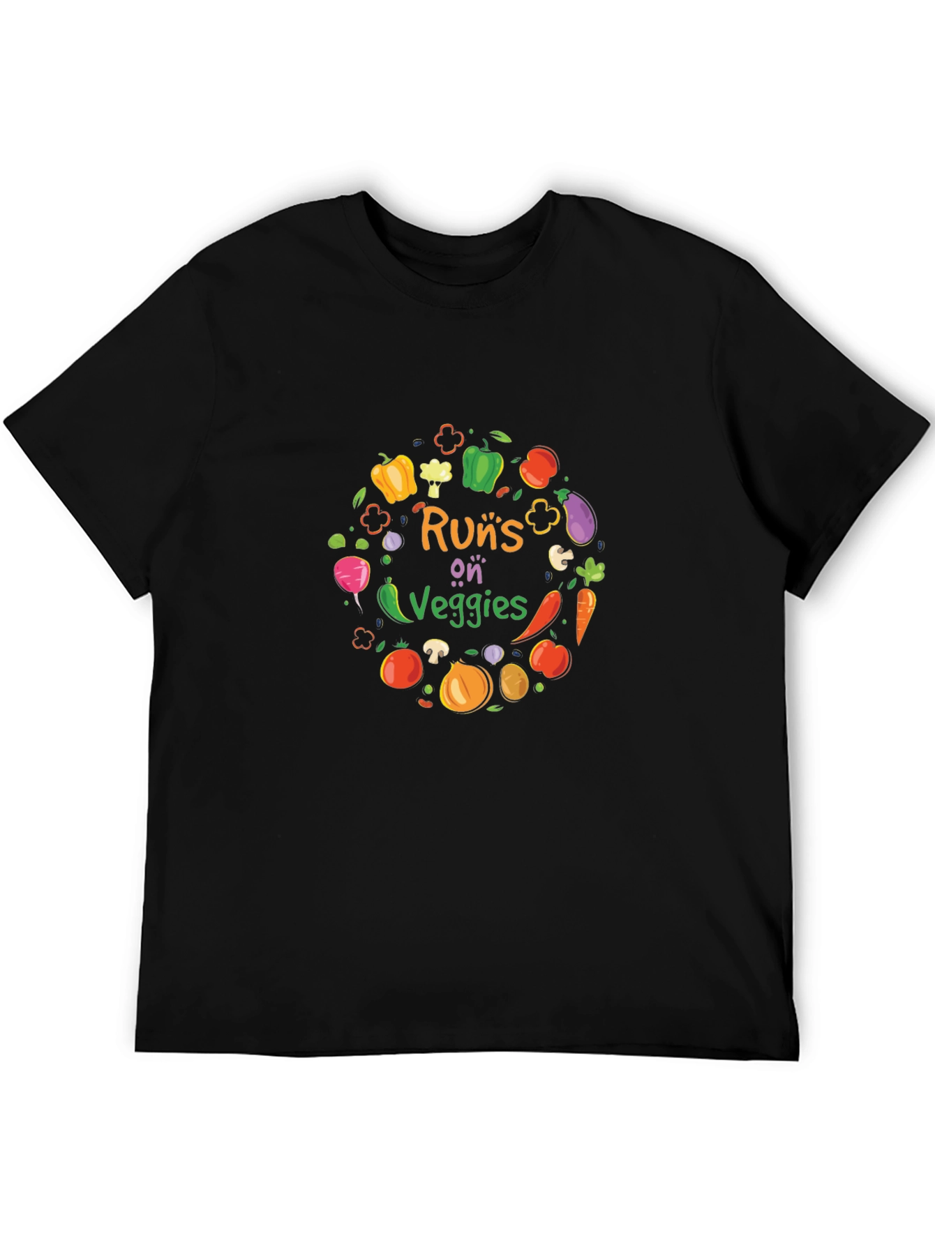 Runs on Veggies Graphic T-Shirt - Black