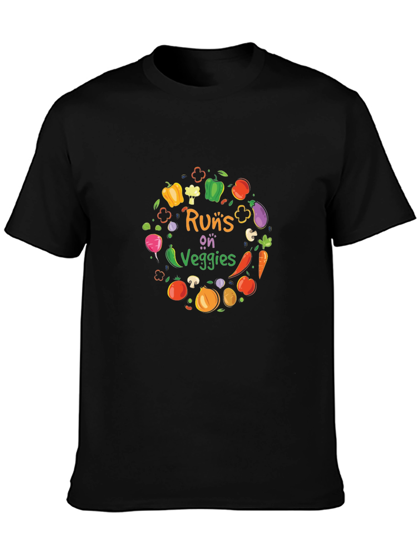 Runs on Veggies Graphic T-Shirt - Black