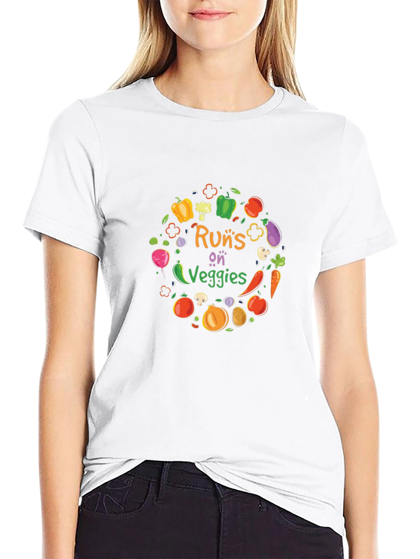 Runs on Veggies Graphic T-Shirt - Black