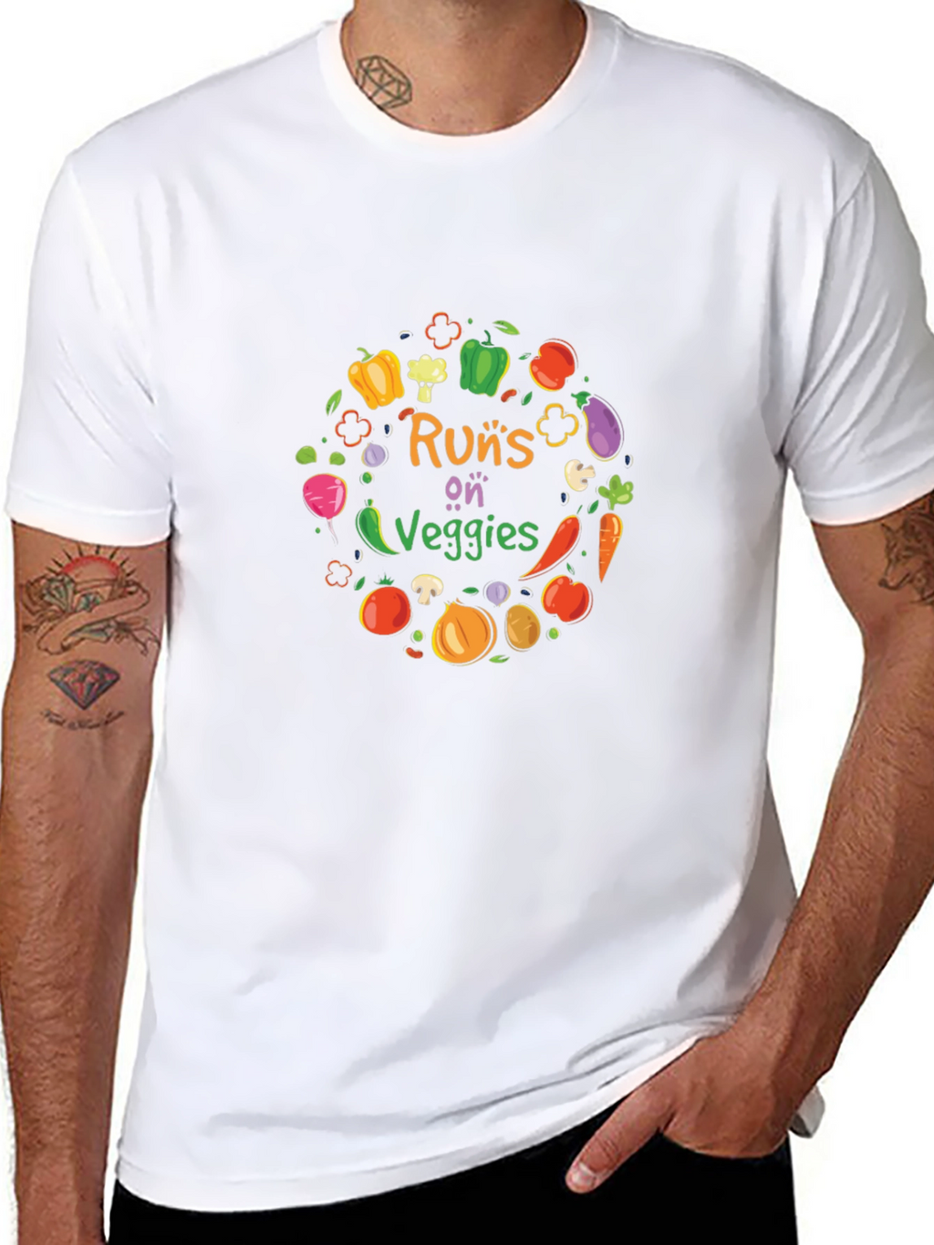 Runs on Veggies Graphic T-Shirt - Black