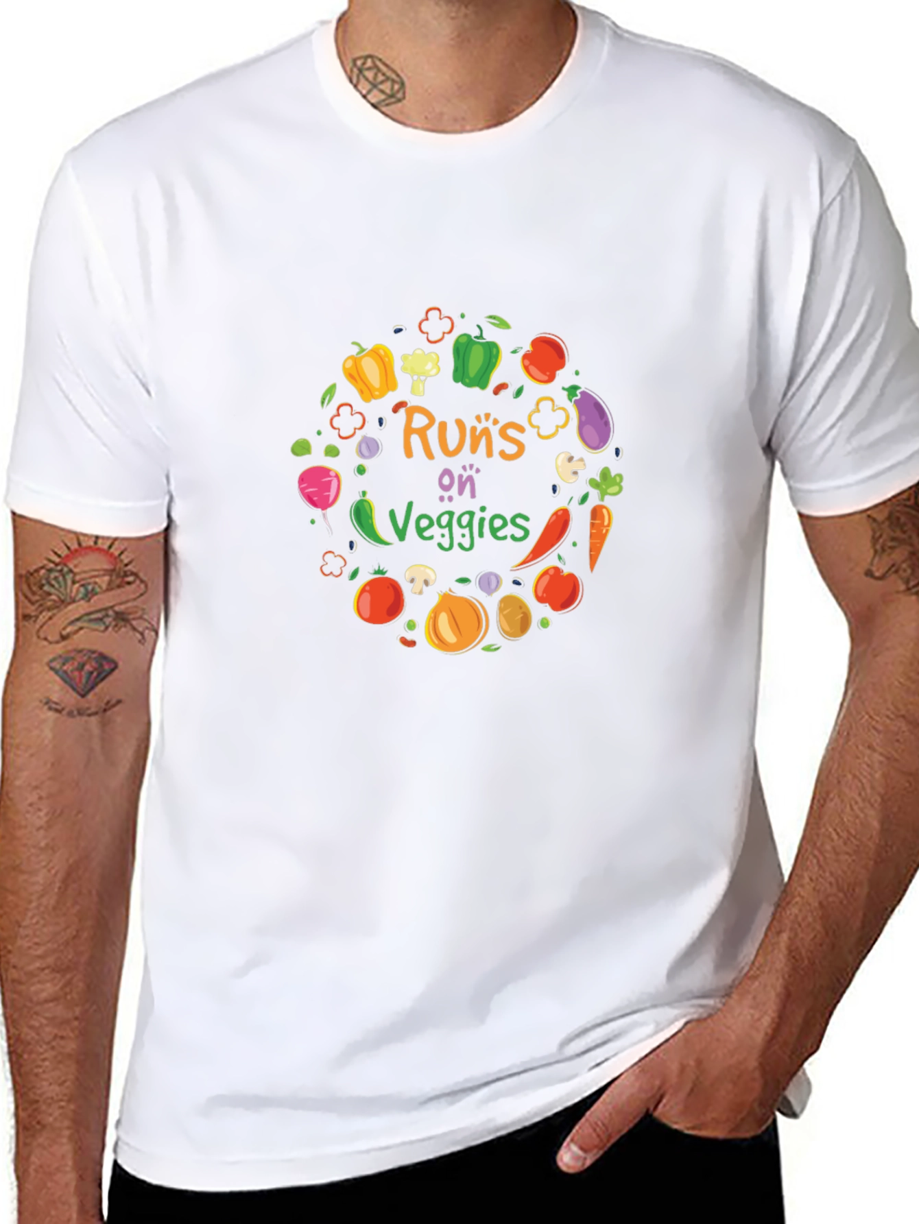 Runs on Veggies Graphic T-Shirt - Black
