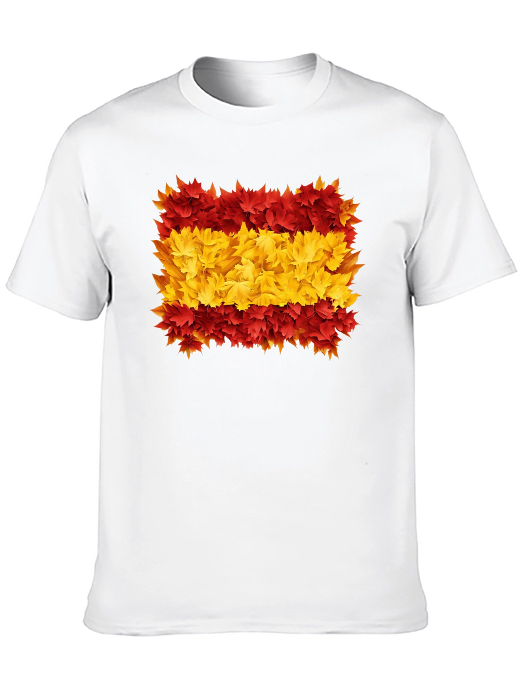 Spain Flag Leaves Mens Black T-Shirt